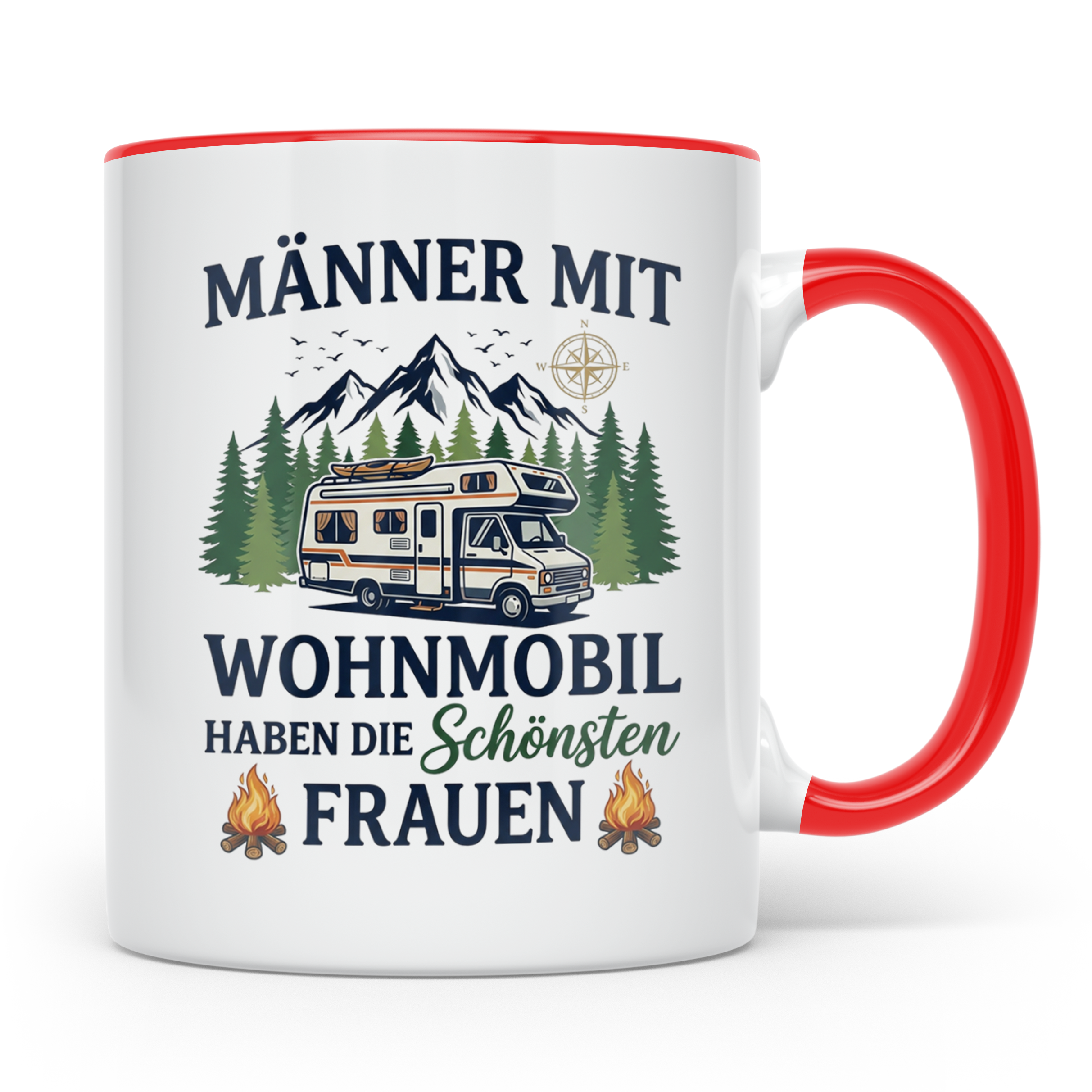 Wohnmobil Tasse Männer mit schönsten Frauen lustiger Spruch  – Rot [farbe:rot]