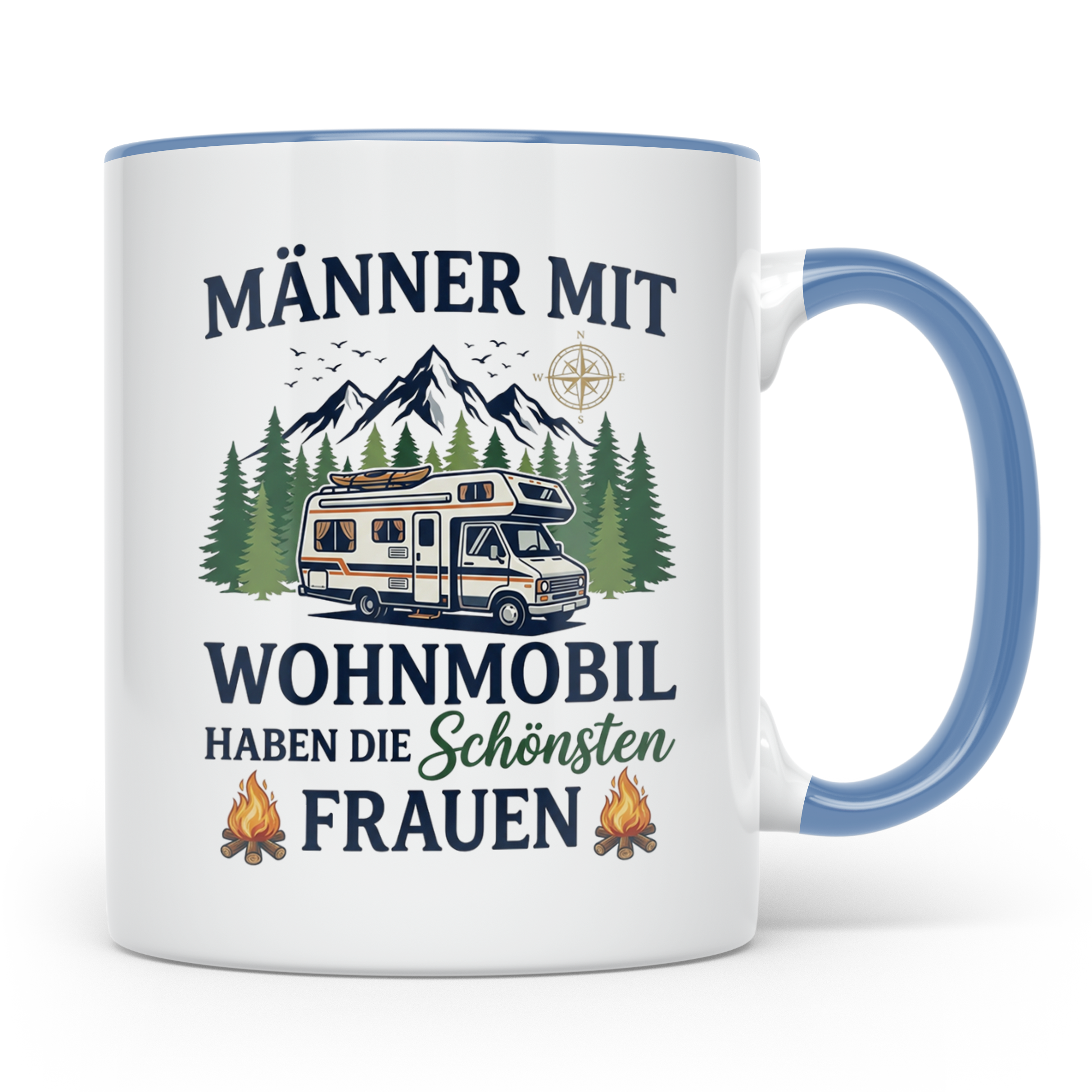 Wohnmobil Tasse Männer mit schönsten Frauen lustiger Spruch  – Blau [farbe:blau]