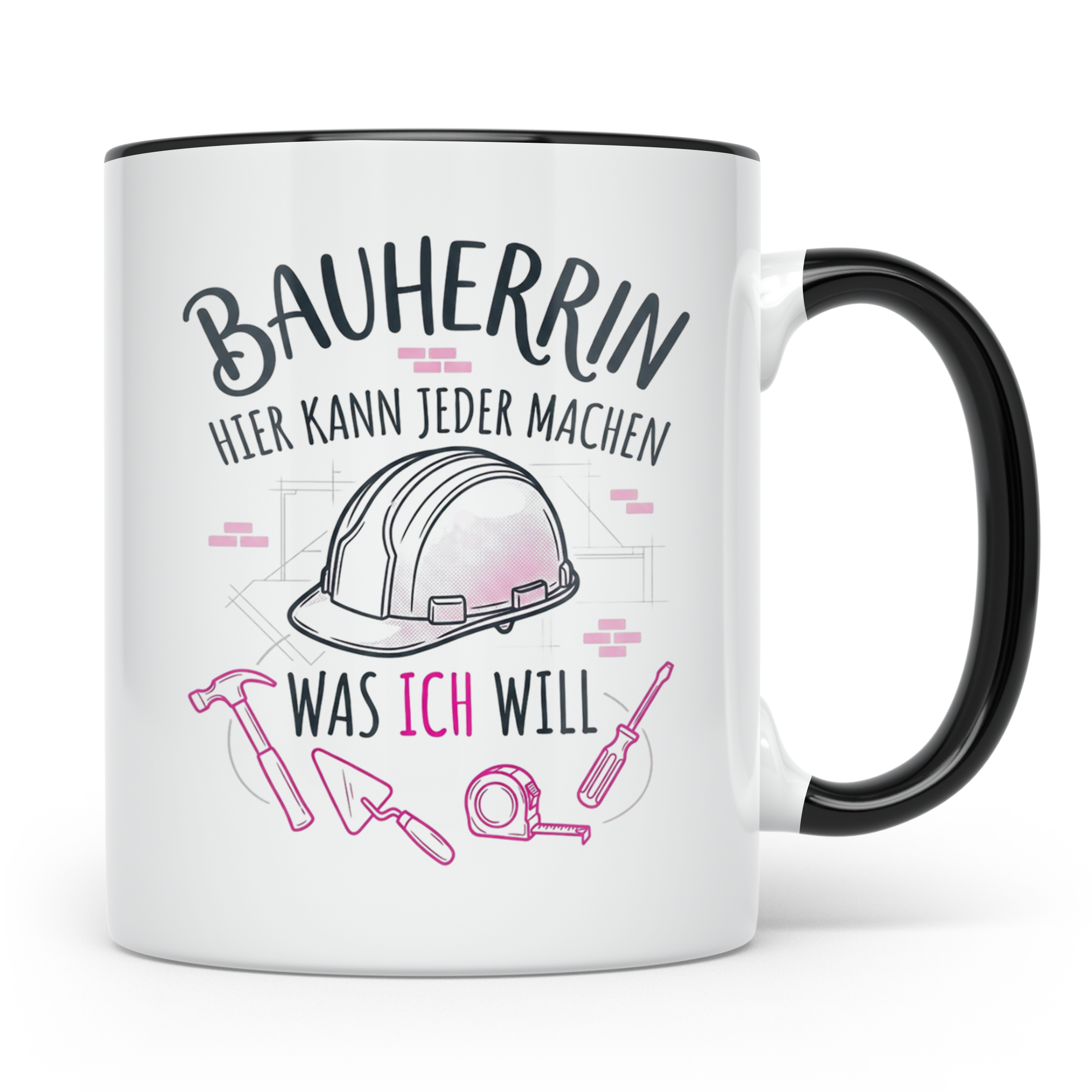 Bauherrin Tasse mit Spruch | Geschenk für Frauen zum Hausbau – Schwarz [farbe:schwarz]