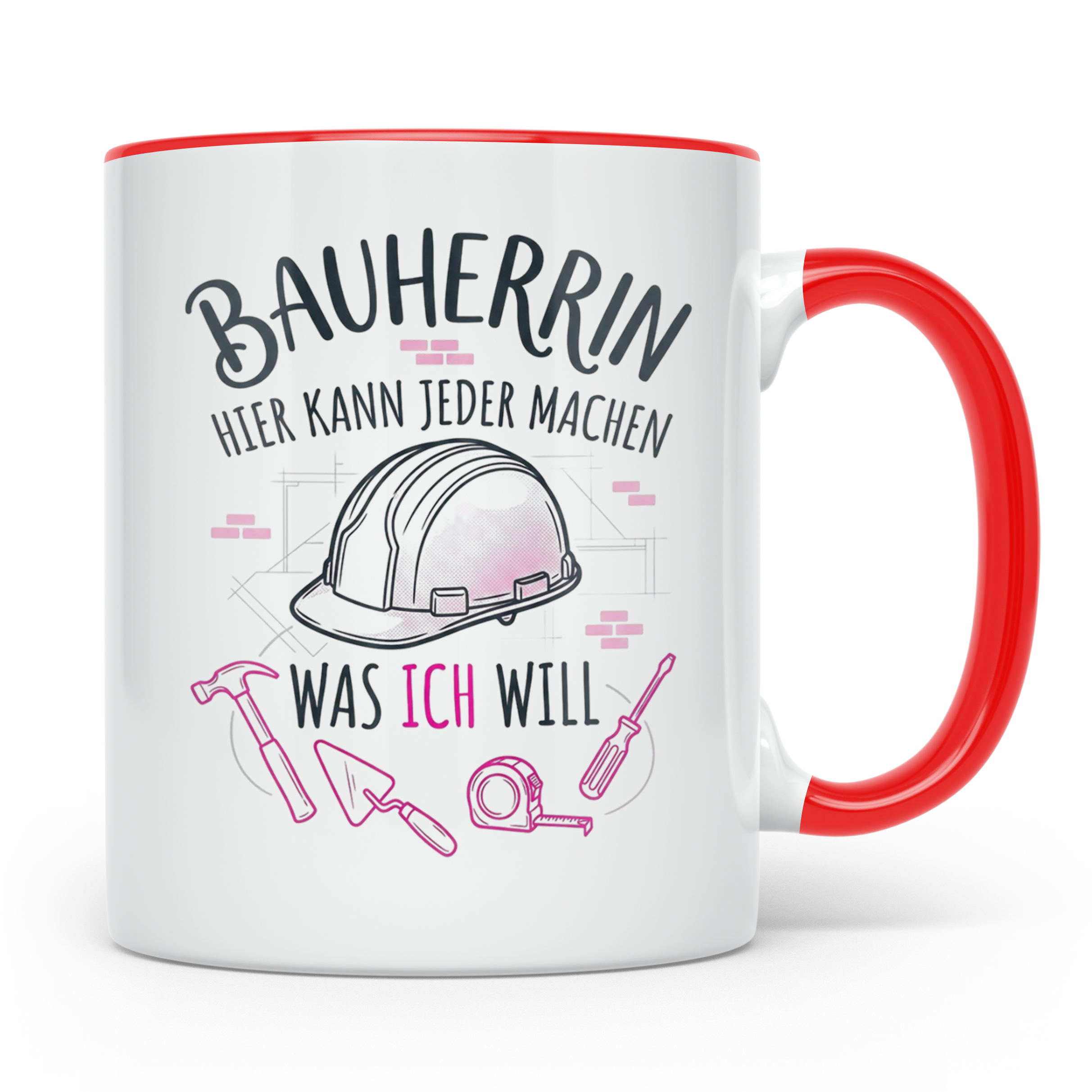 Bauherrin Tasse mit Spruch | Geschenk für Frauen zum Hausbau – Rot [farbe:rot]