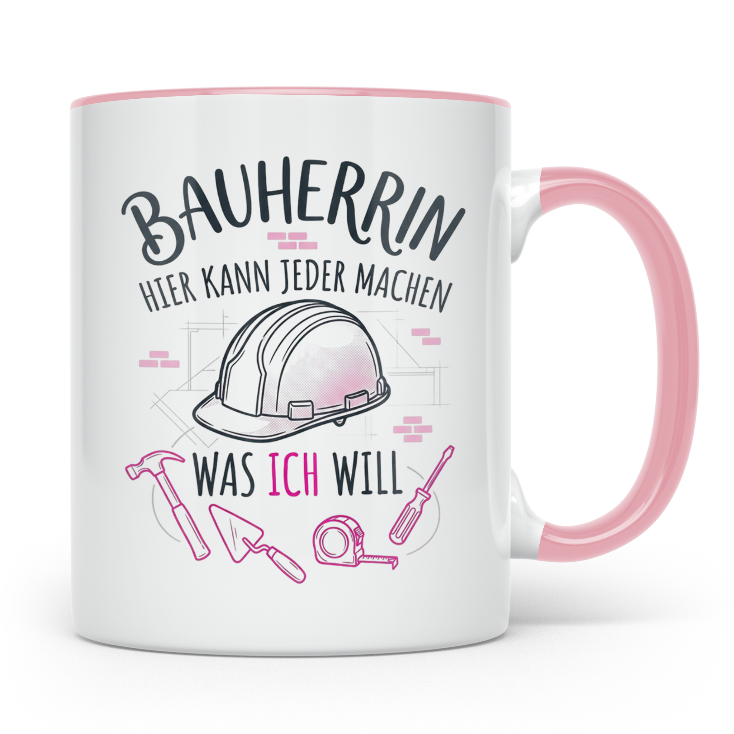 Bauherrin Tasse mit Spruch | Geschenk für Frauen zum Hausbau – Rosa [farbe:rosa]