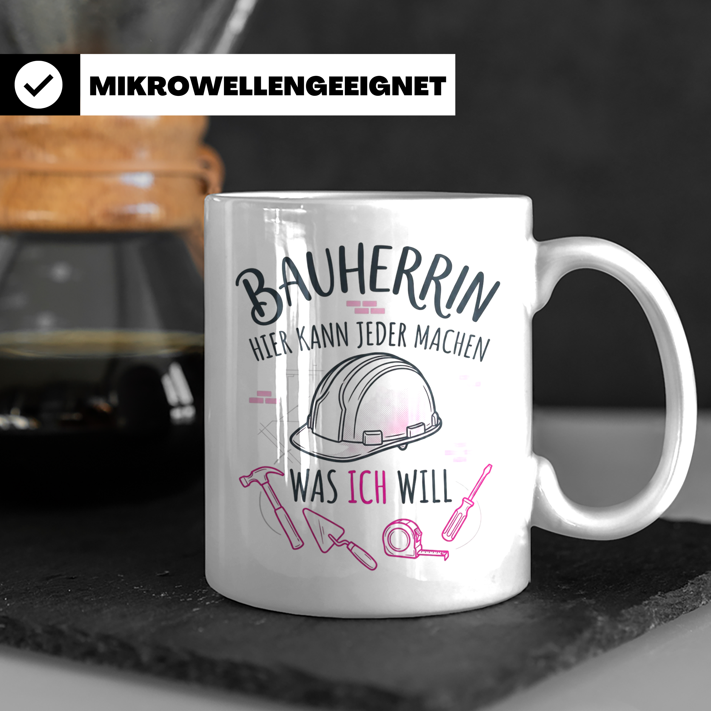 Bauherrin Tasse mit Spruch | Geschenk für Frauen zum Hausbau – Weiß [farbe:weiß]