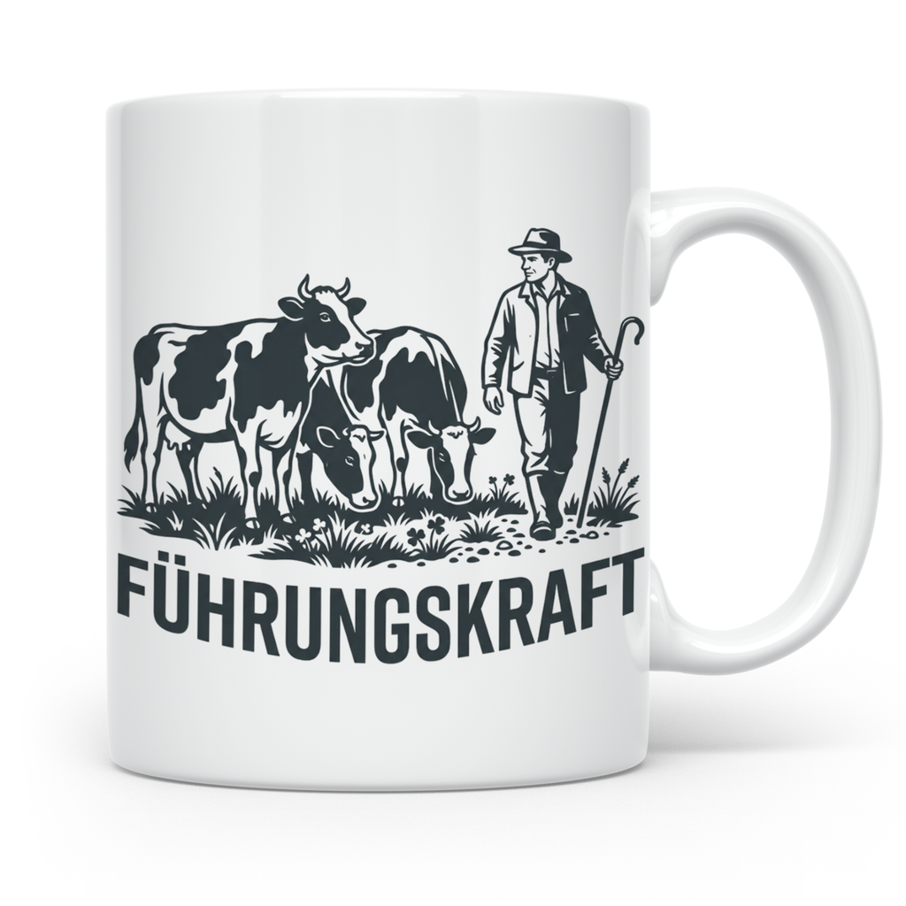 Führungskraft Tasse für Landwirt & Bauer mit Kühen, Lustiges – Weiß [farbe:weiß]