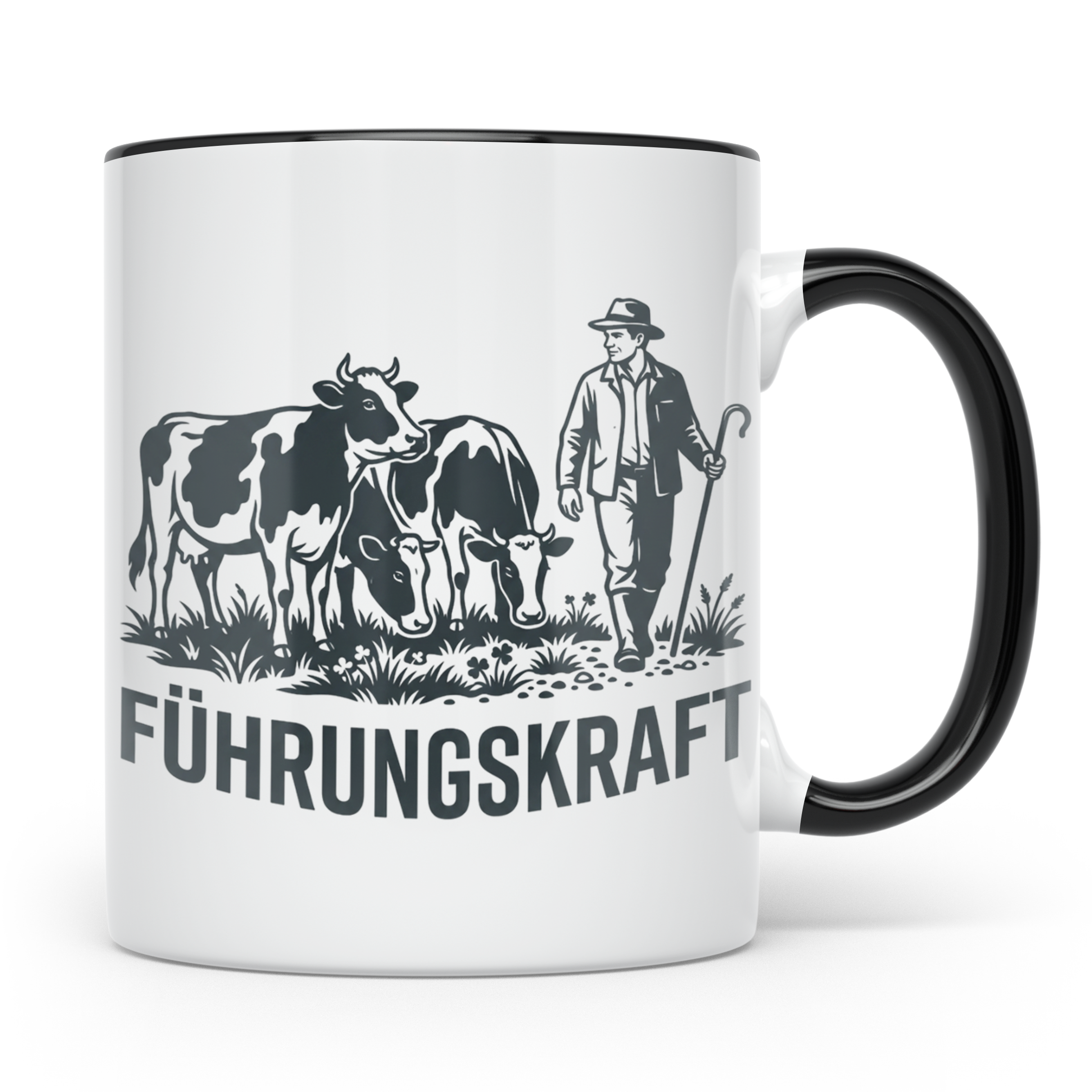 Führungskraft Tasse für Landwirt & Bauer mit Kühen, Lustiges – Schwarz [farbe:schwarz]