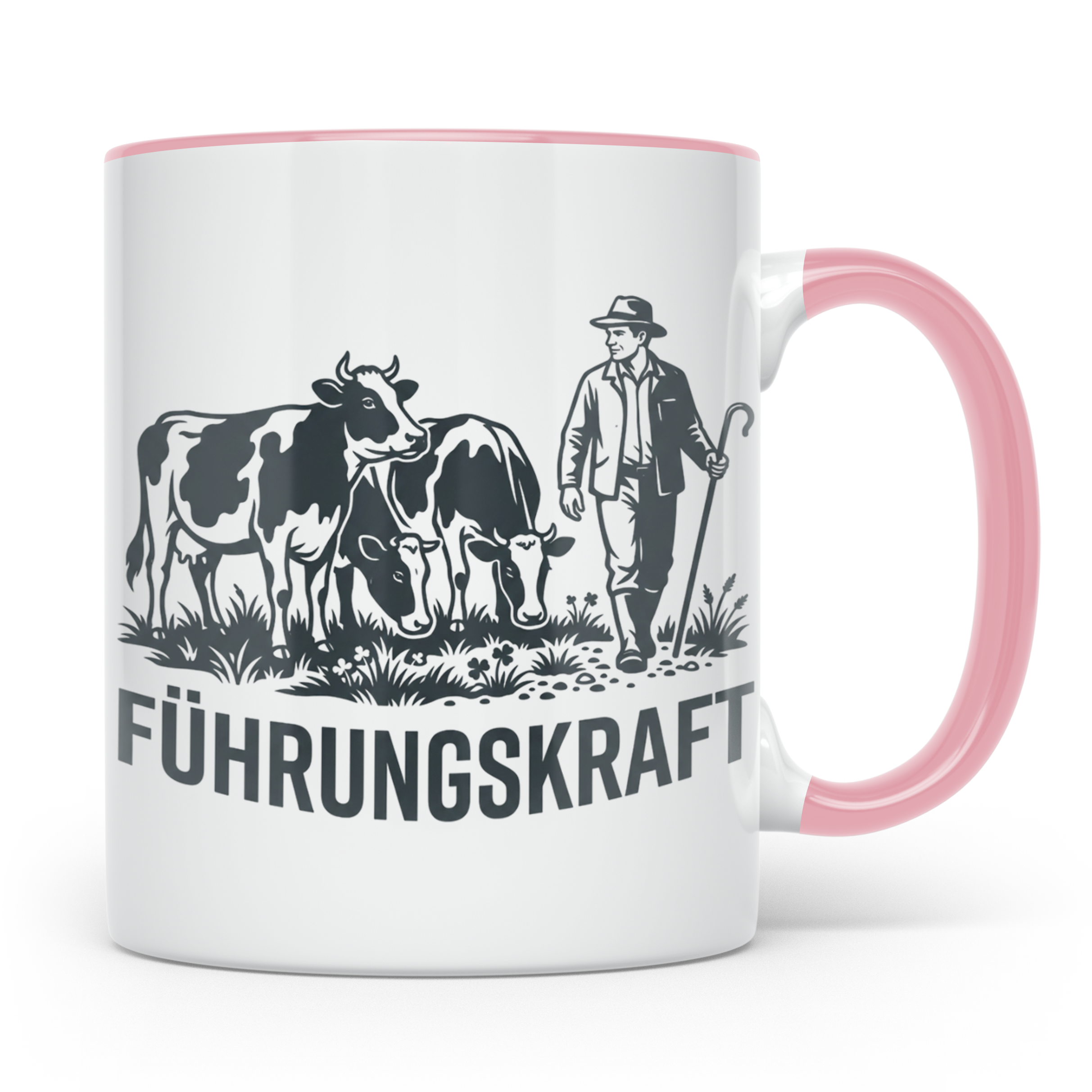 Führungskraft Tasse für Landwirt & Bauer mit Kühen, Lustiges – Rosa [farbe:rosa]