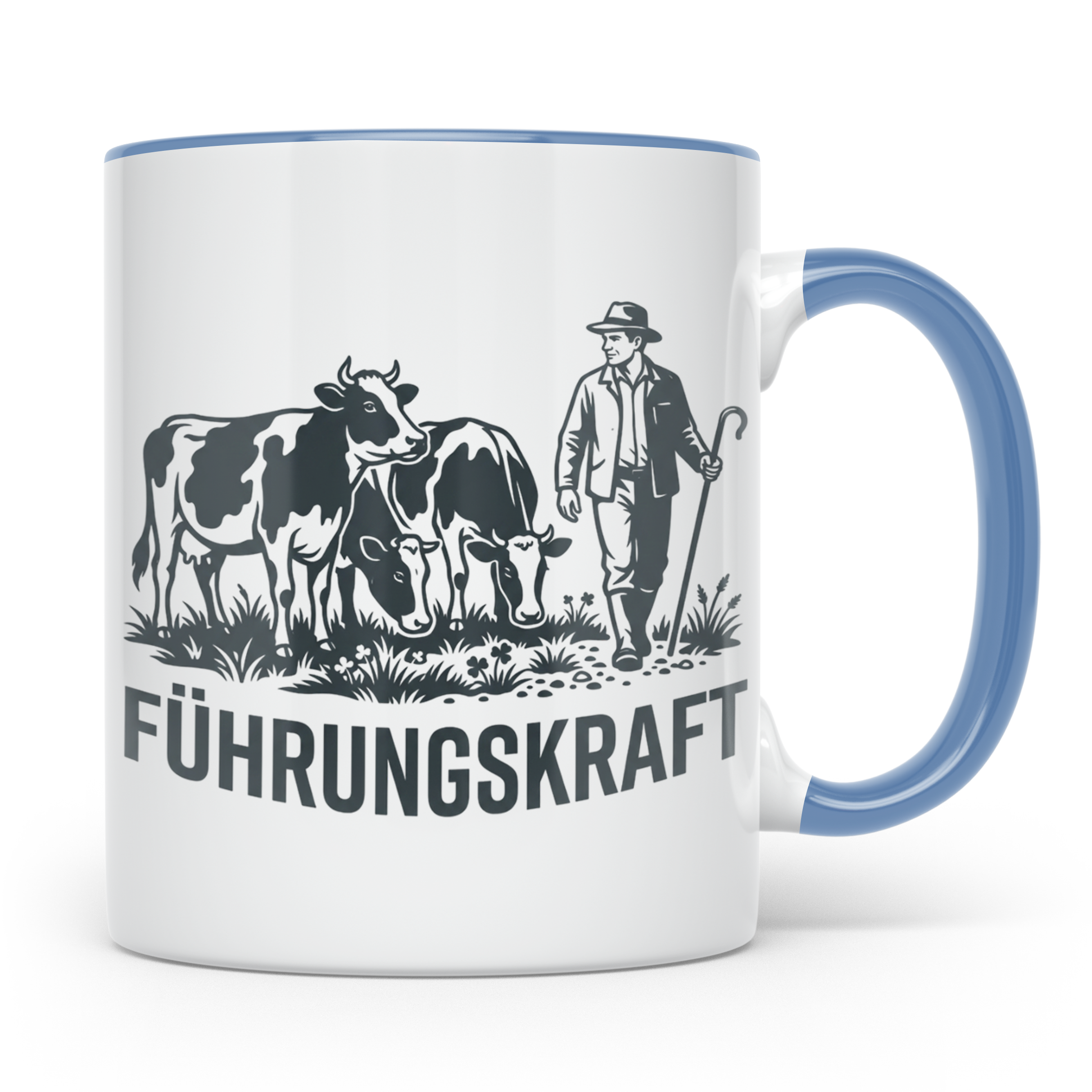 Führungskraft Tasse für Landwirt & Bauer mit Kühen, Lustiges – Blau [farbe:blau]
