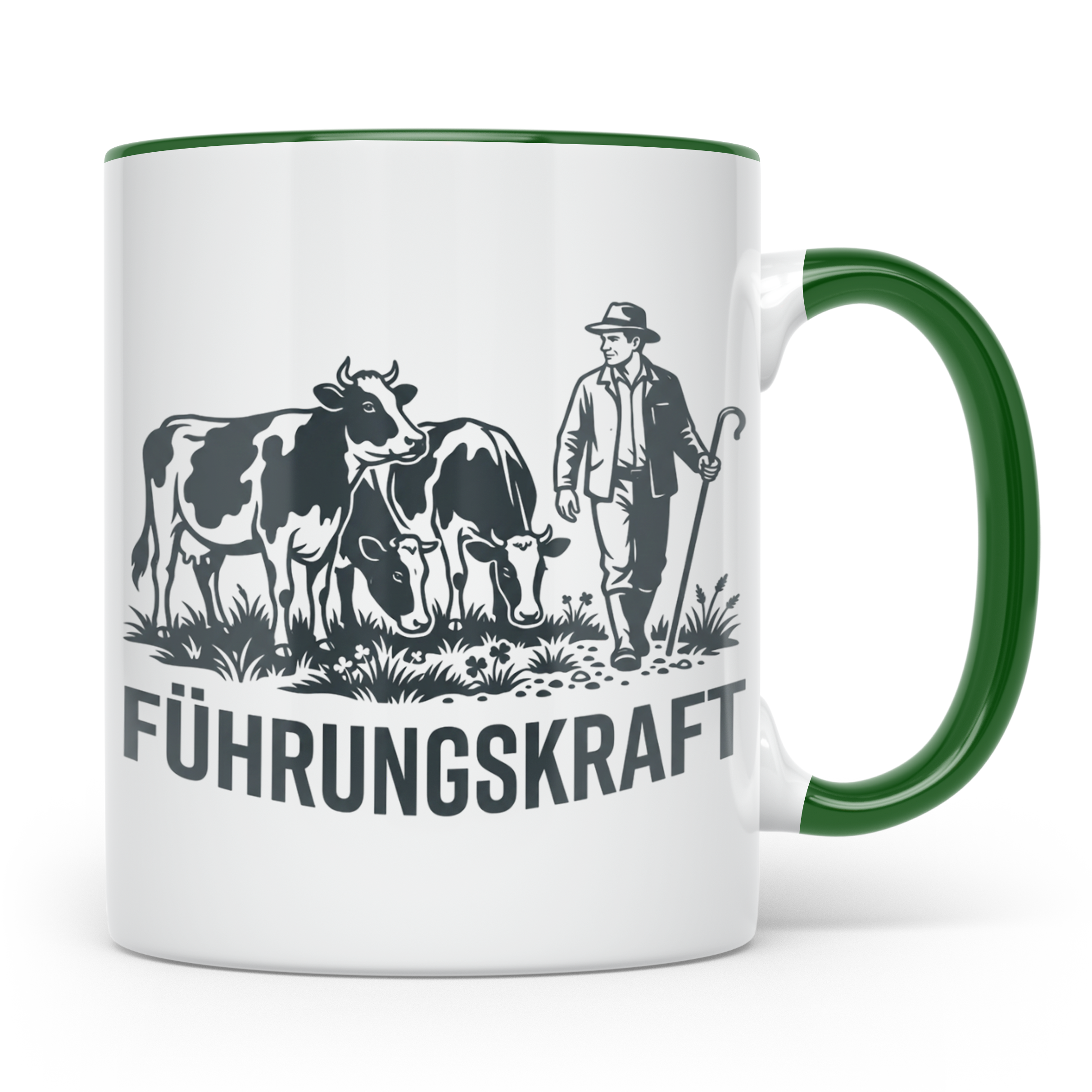 Führungskraft Tasse für Landwirt & Bauer mit Kühen, Lustiges – Grün [farbe:grün]