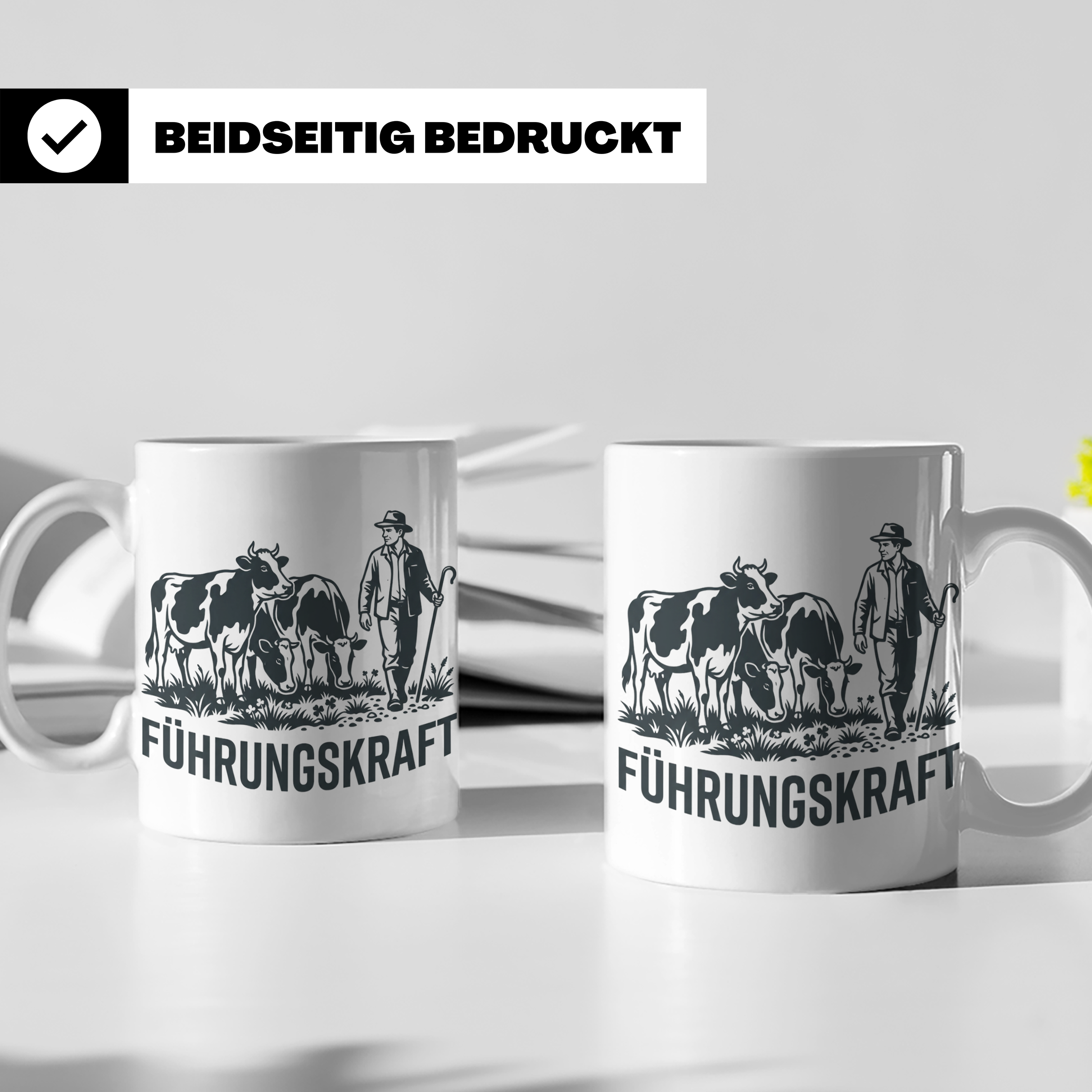 Führungskraft Tasse für Landwirt & Bauer mit Kühen, Lustiges – Weiß [farbe:weiß]