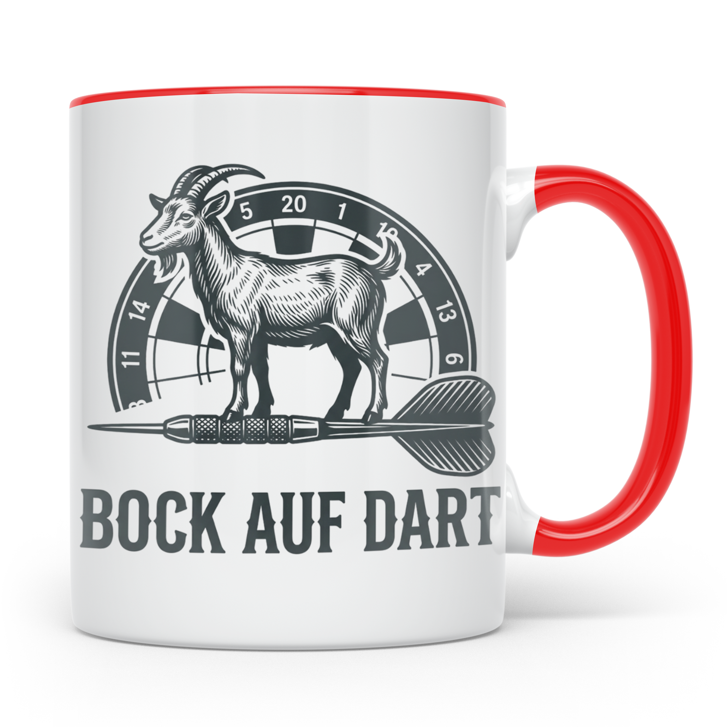 Dart Tasse Bock auf Dart lustig Ziegenbock Motiv Dartscheibe – Rot [farbe:rot]