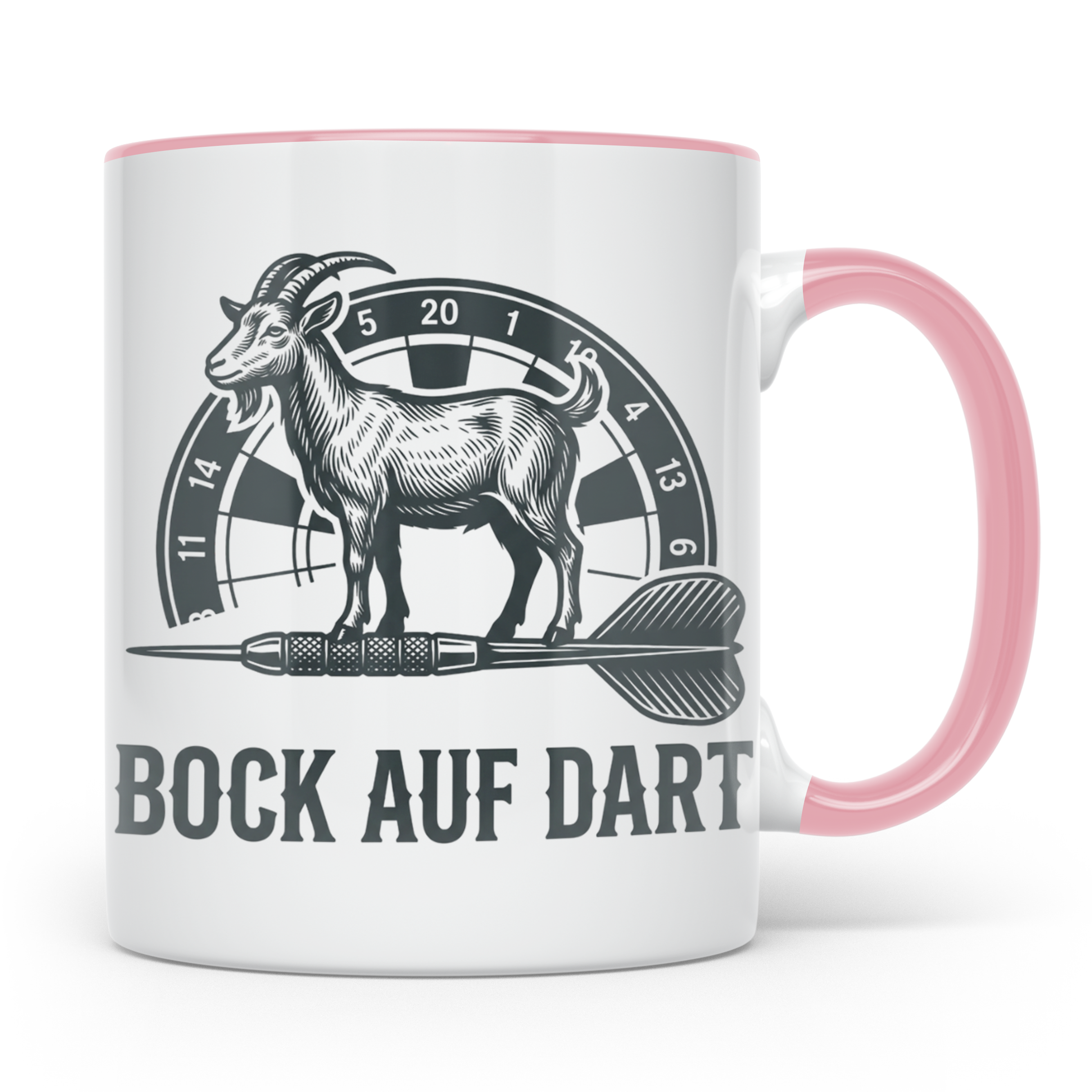 Dart Tasse Bock auf Dart lustig Ziegenbock Motiv Dartscheibe – Rosa [farbe:rosa]