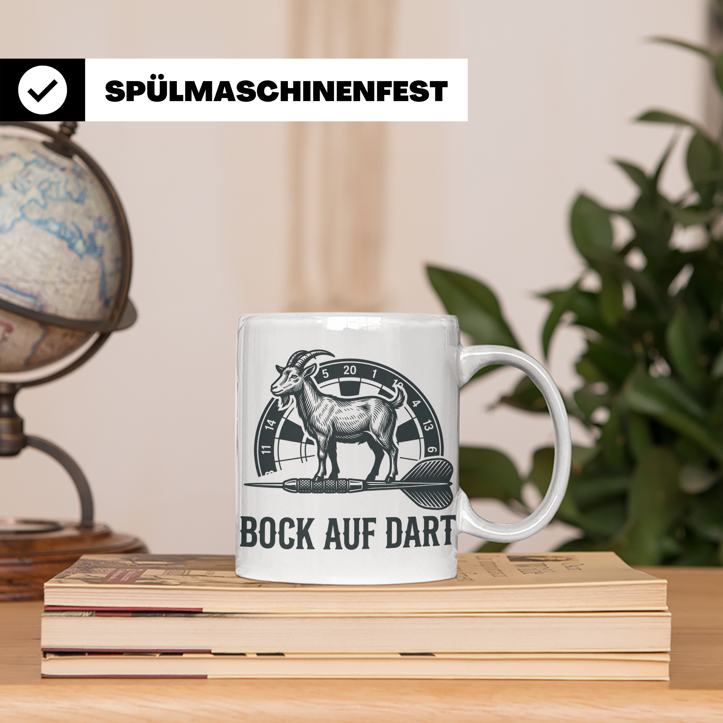 Dart Tasse Bock auf Dart lustig Ziegenbock Motiv Dartscheibe – Weiß [farbe:weiß]