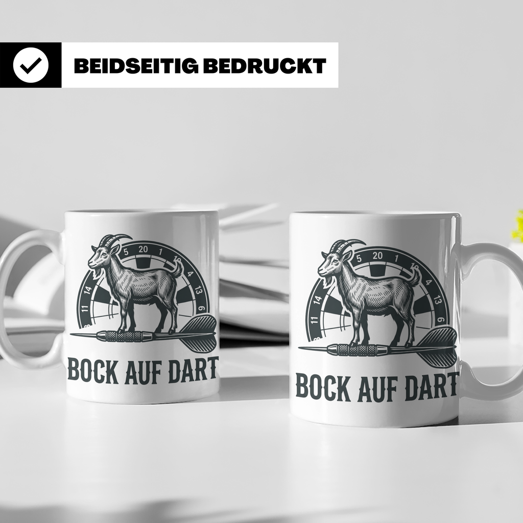 Dart Tasse Bock auf Dart lustig Ziegenbock Motiv Dartscheibe – Weiß [farbe:weiß]