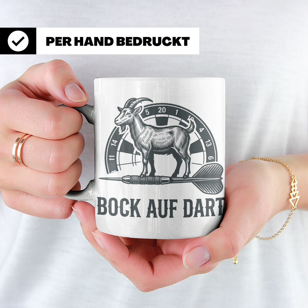 Dart Tasse Bock auf Dart lustig Ziegenbock Motiv Dartscheibe – Weiß [farbe:weiß]