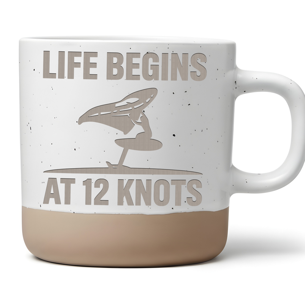 Tasse Life Begins At 12 Knots Geschenk Surfer Becher Kaffeetasse Wing  – Bild 1