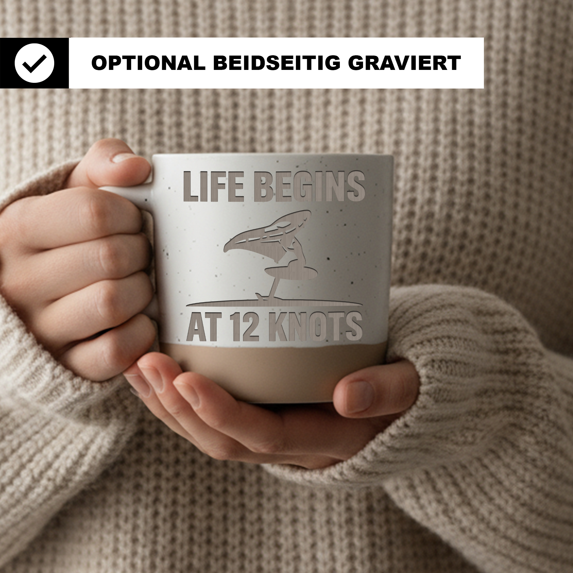 Tasse Life Begins At 12 Knots Geschenk Surfer Becher Kaffeetasse Wing  – Bild 2