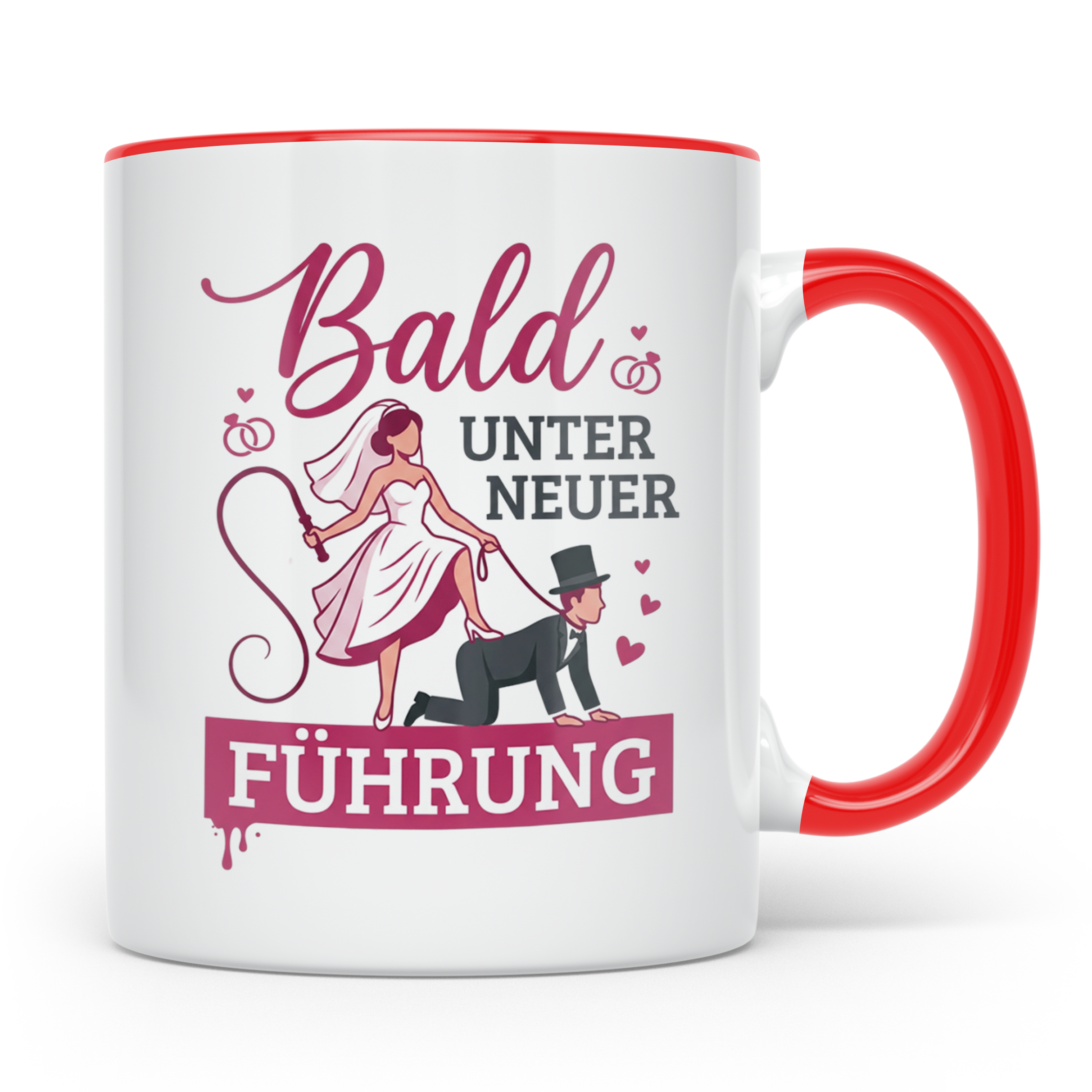JGA Tasse Bald unter neuer Führung, lustiges Geschenk zur Ho – Rot [farbe:rot]