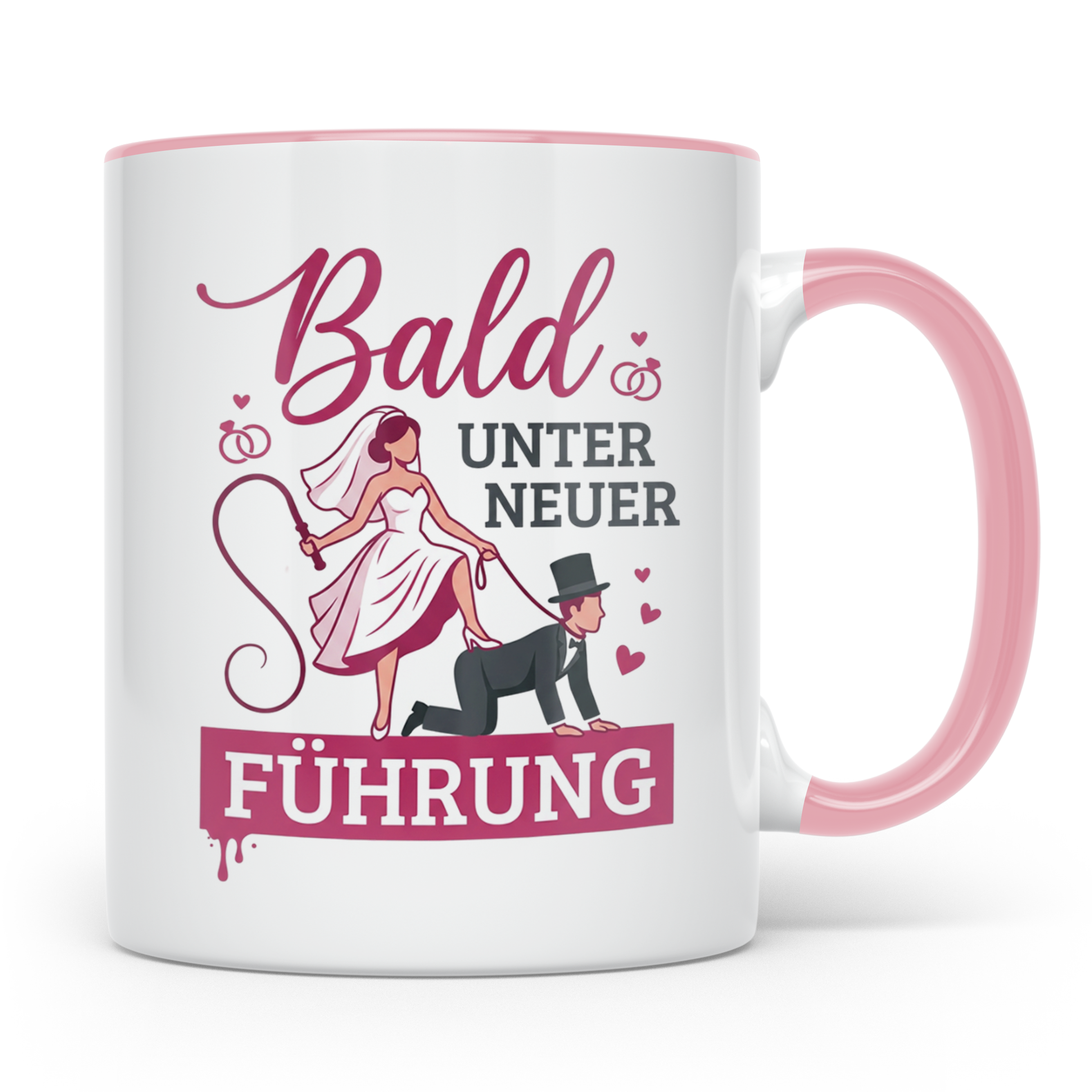 JGA Tasse Bald unter neuer Führung, lustiges Geschenk zur Ho – Rosa [farbe:rosa]