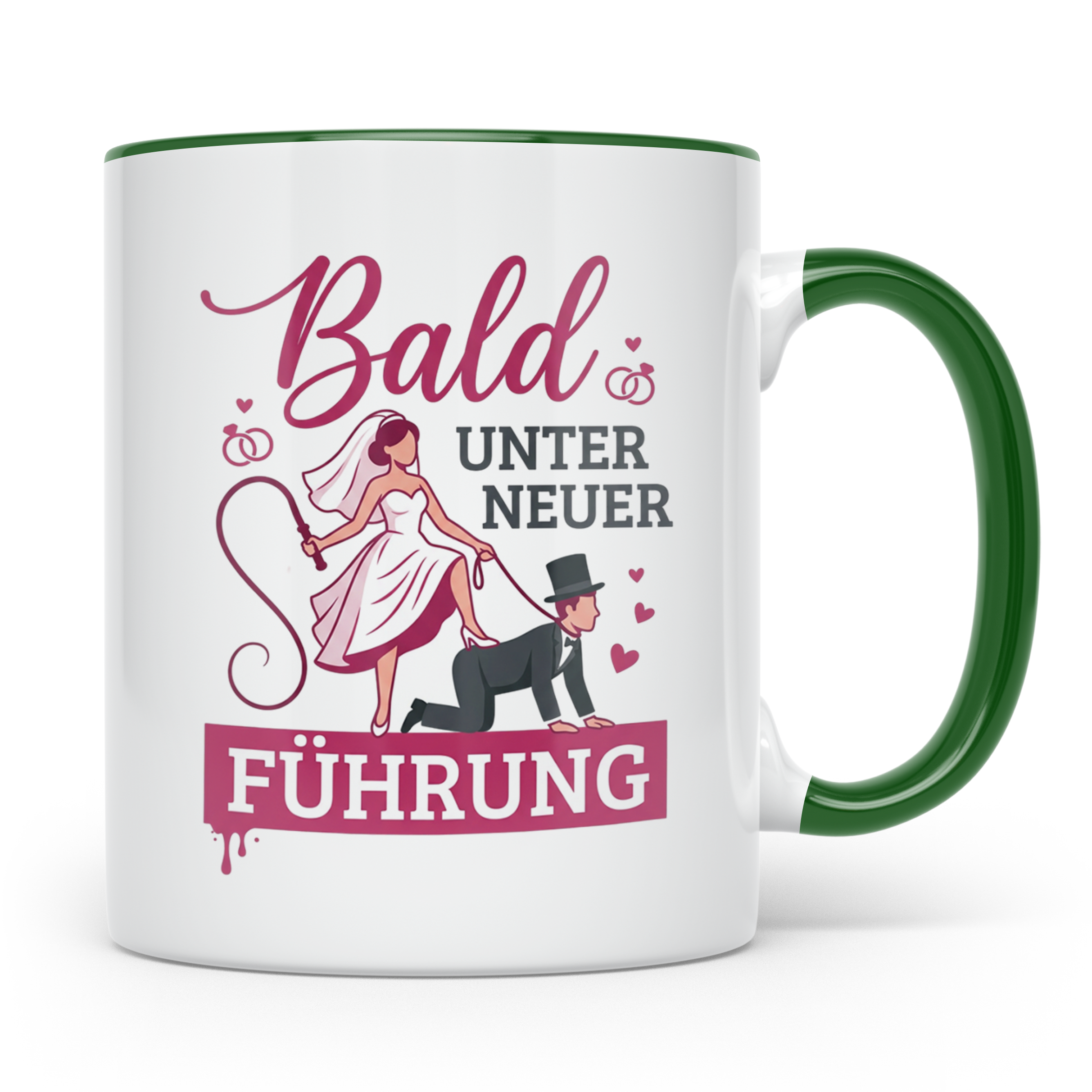 JGA Tasse Bald unter neuer Führung, lustiges Geschenk zur Ho – Grün [farbe:grün]
