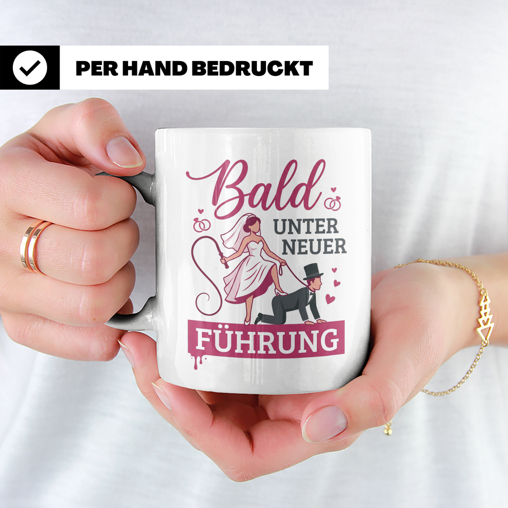 JGA Tasse Bald unter neuer Führung, lustiges Geschenk zur Ho – Weiß [farbe:weiß]