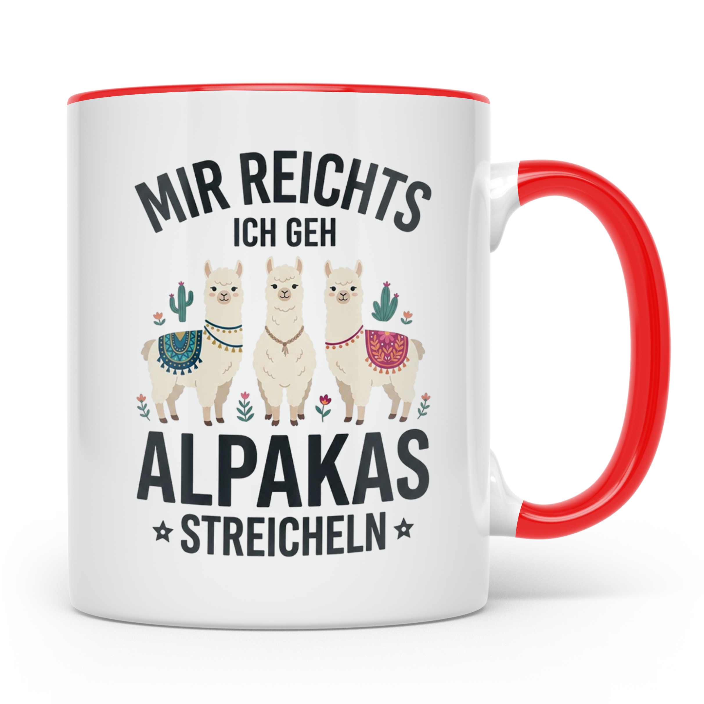 Mir reichts ich geh Alpakas streicheln Tasse. Lustiger Spruc – Rot [farbe:rot]