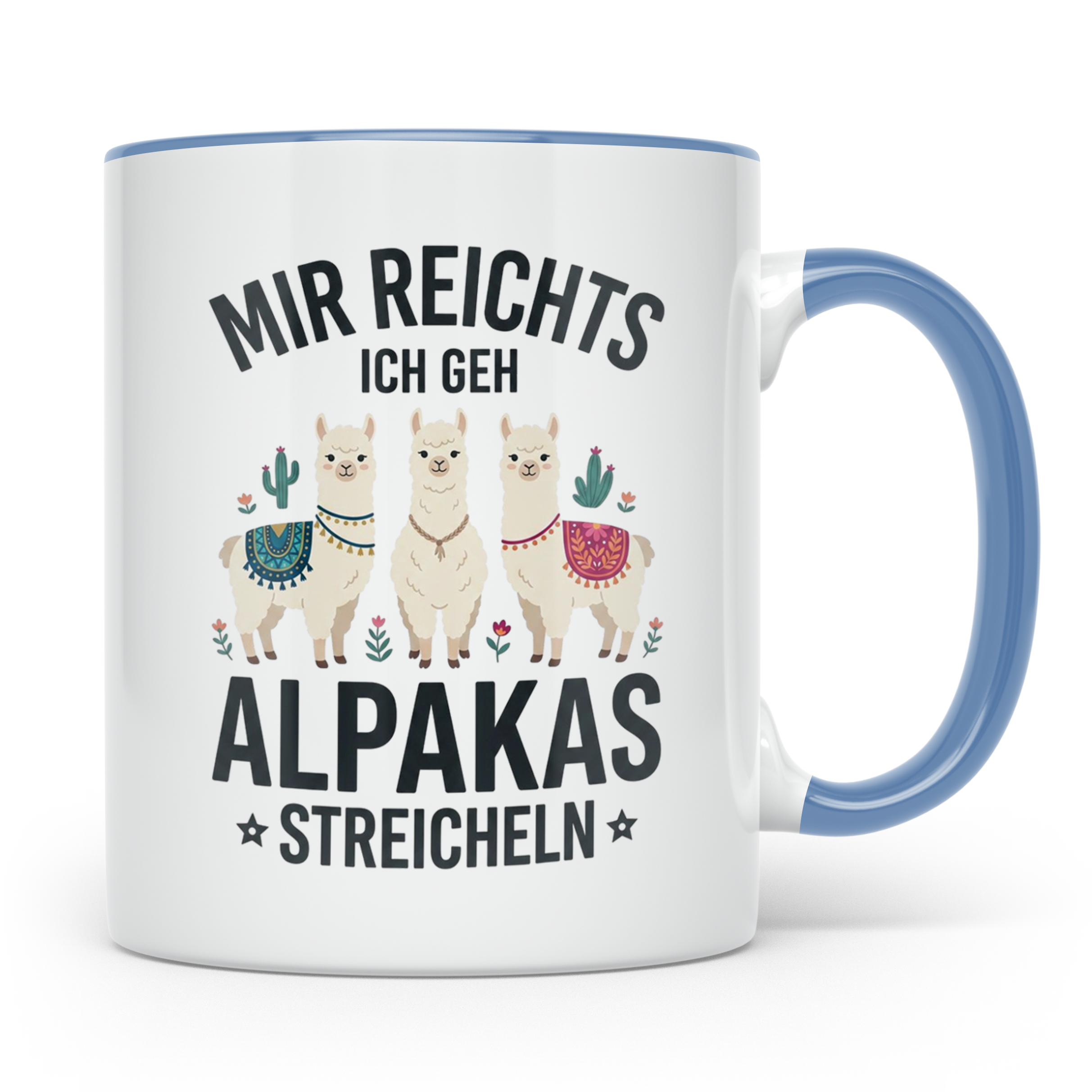 Mir reichts ich geh Alpakas streicheln Tasse. Lustiger Spruc – Blau [farbe:blau]