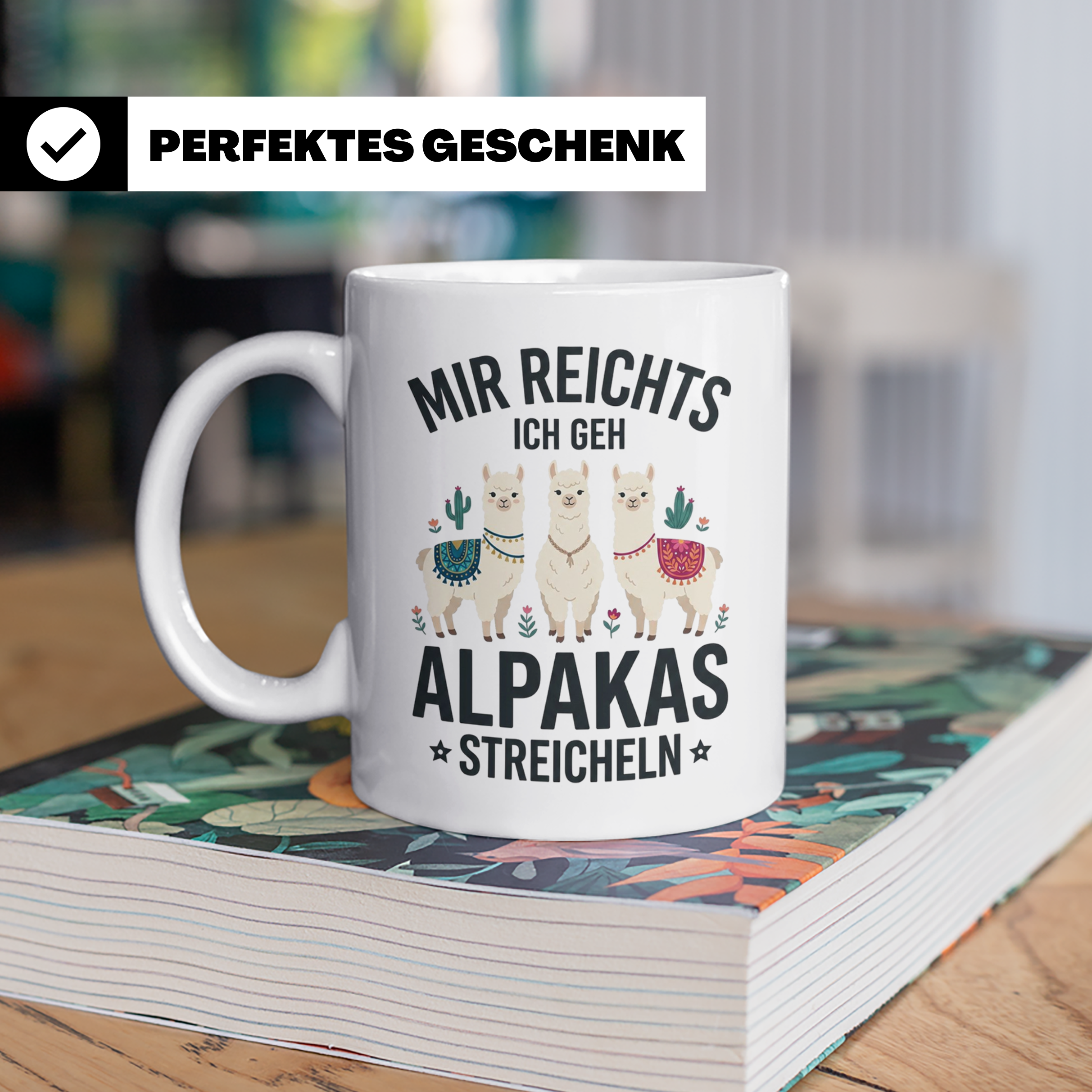 Mir reichts ich geh Alpakas streicheln Tasse. Lustiger Spruc – Weiß [farbe:weiß]