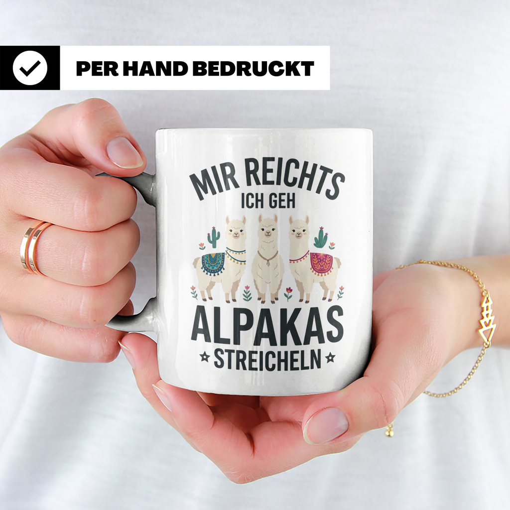 Mir reichts ich geh Alpakas streicheln Tasse. Lustiger Spruc – Weiß [farbe:weiß]