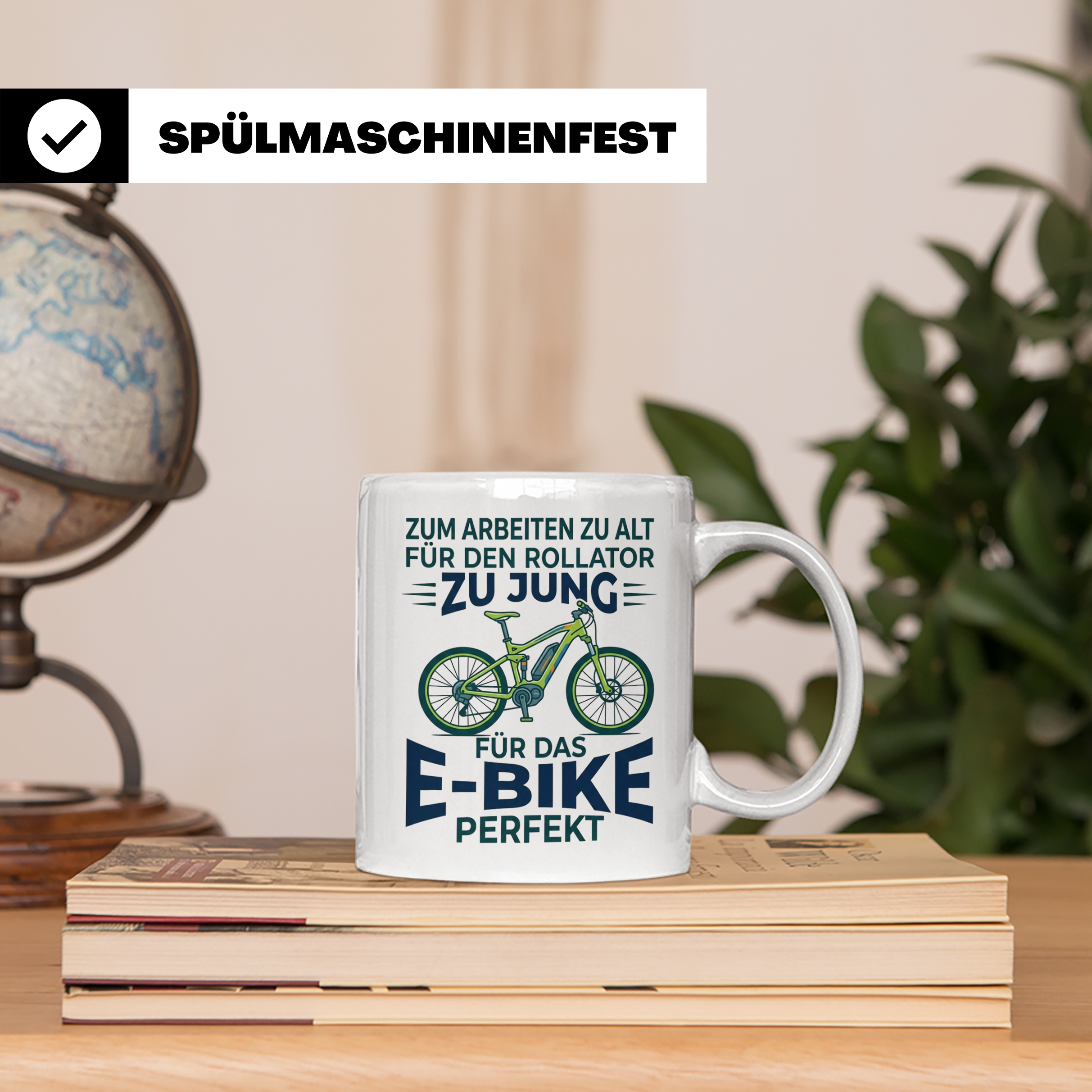 E-Bike Tasse Spruch Zum Arbeiten zu alt, Geschenk Rentner Ra – Weiß [farbe:weiß]