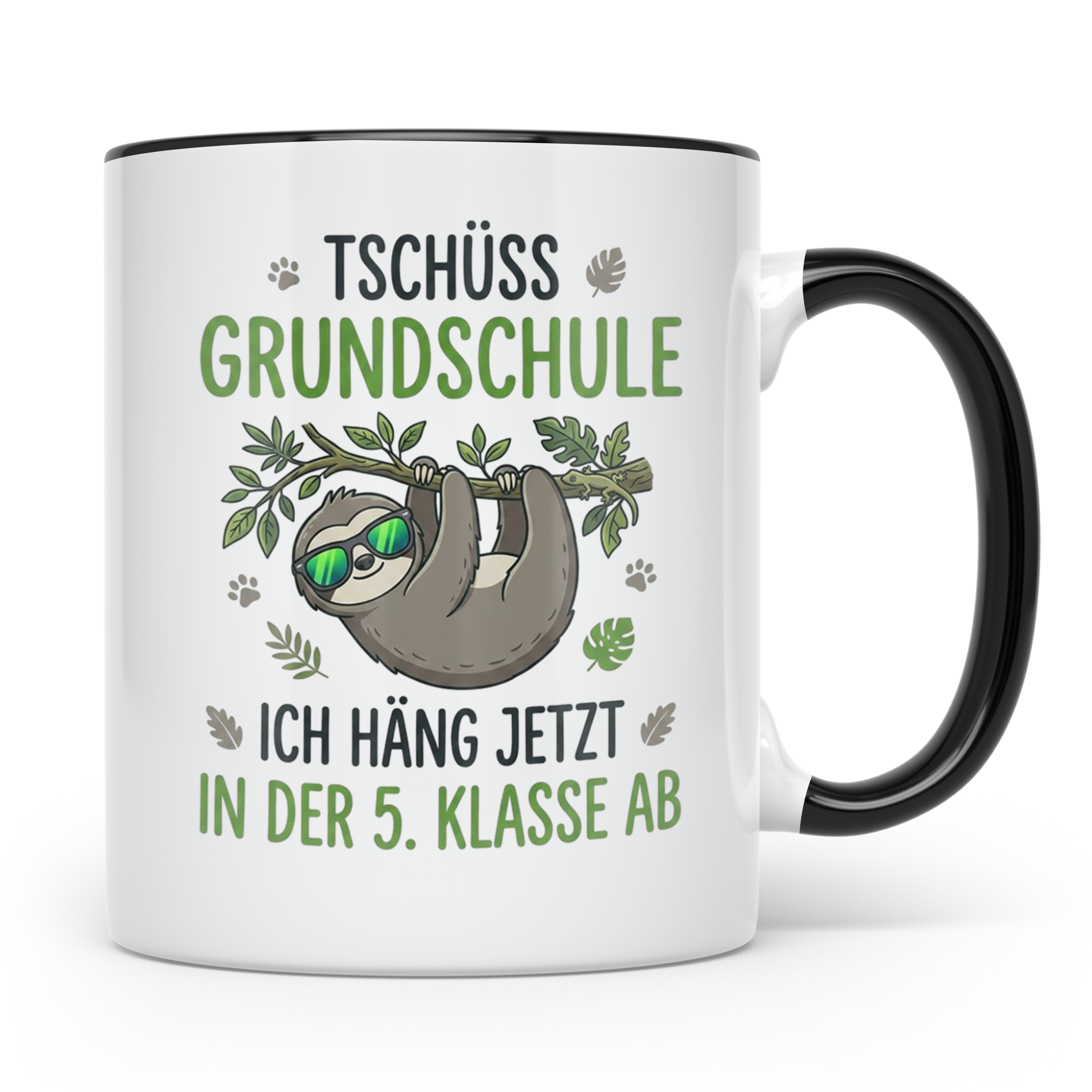 Abschied Grundschule Tasse mit Faultier Spruch | Geschenk fü – Schwarz [farbe:schwarz]