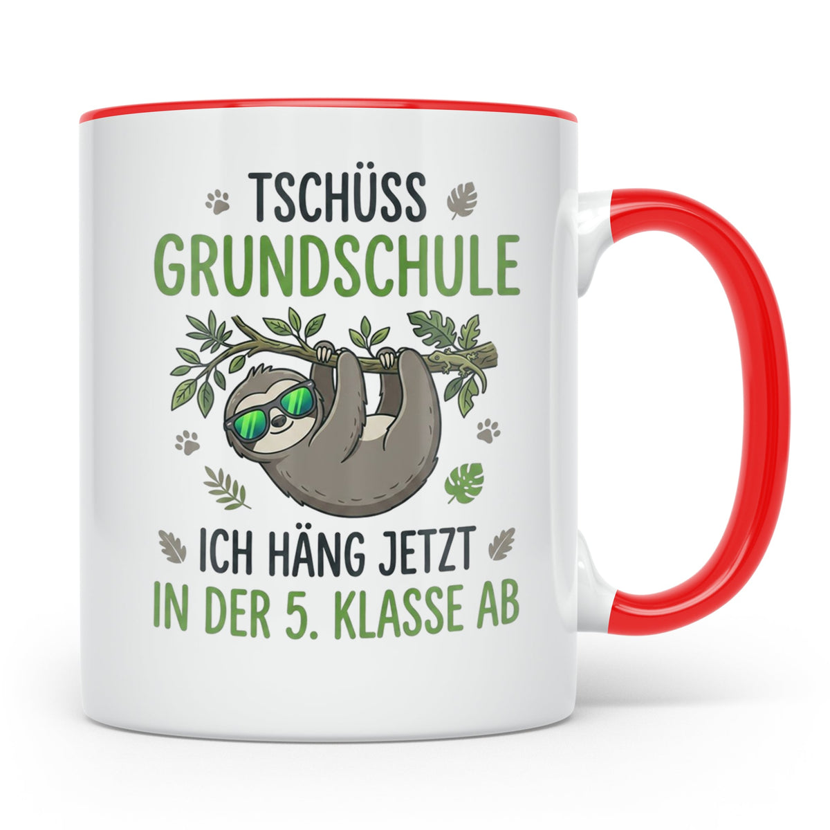 Abschied Grundschule Tasse mit Faultier Spruch | Geschenk fü – Rot [farbe:rot]