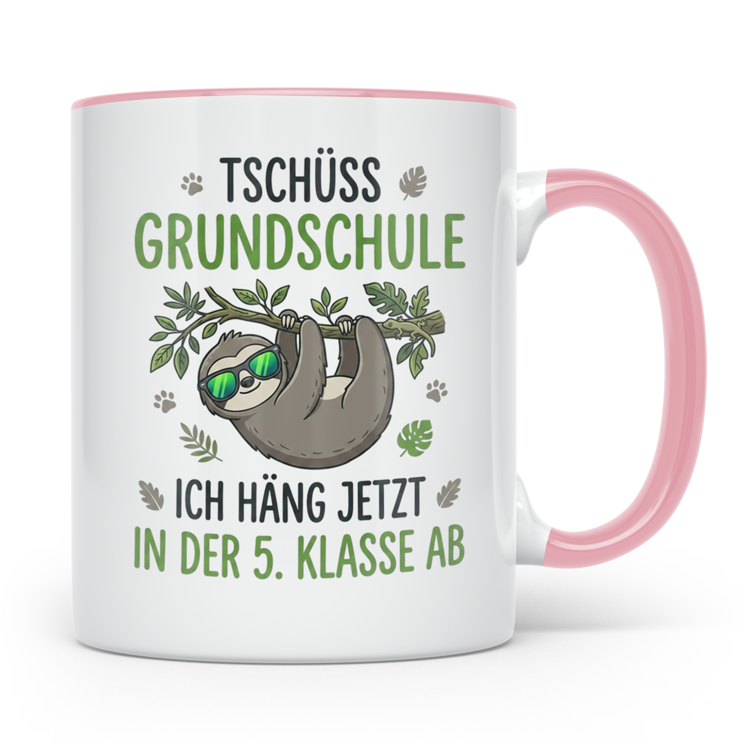 Abschied Grundschule Tasse mit Faultier Spruch | Geschenk fü – Rosa [farbe:rosa]