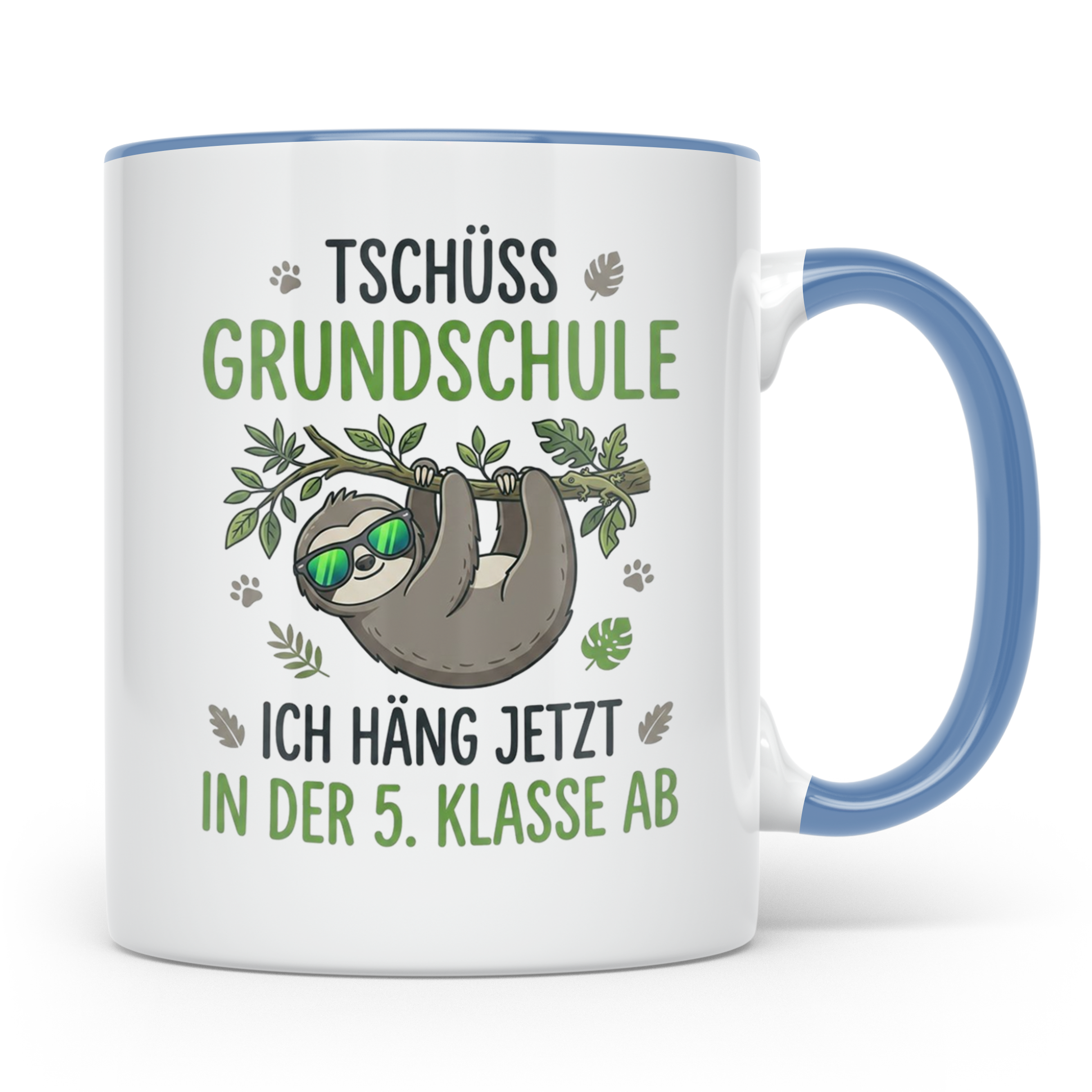 Abschied Grundschule Tasse mit Faultier Spruch | Geschenk fü – Blau [farbe:blau]