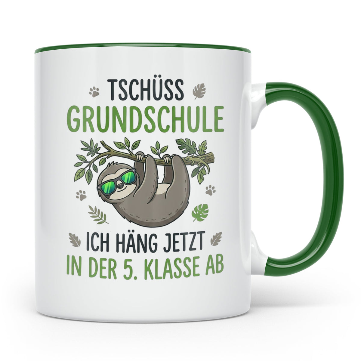 Abschied Grundschule Tasse mit Faultier Spruch | Geschenk fü – Grün [farbe:grün]