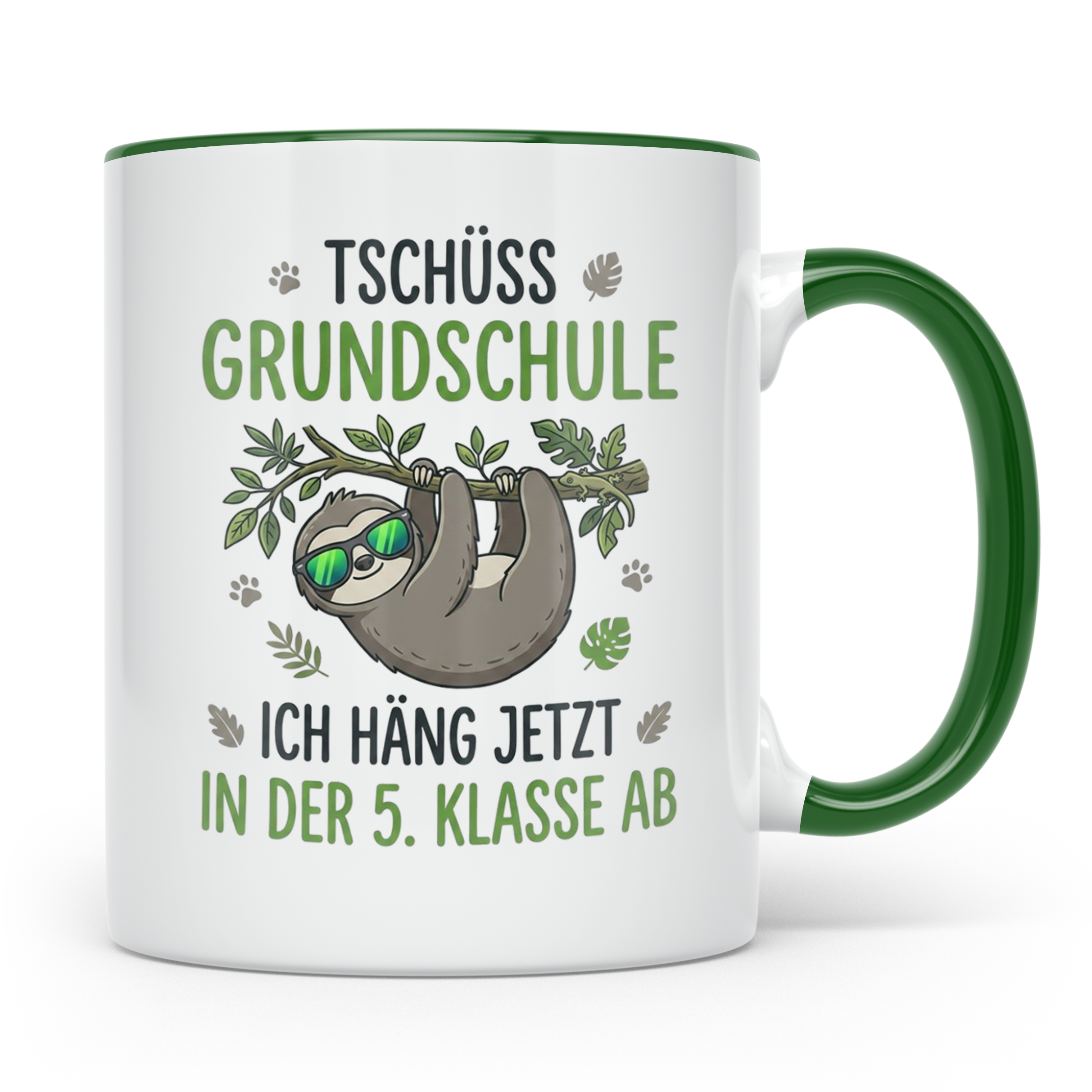 Abschied Grundschule Tasse mit Faultier Spruch | Geschenk fü – Grün [farbe:grün]