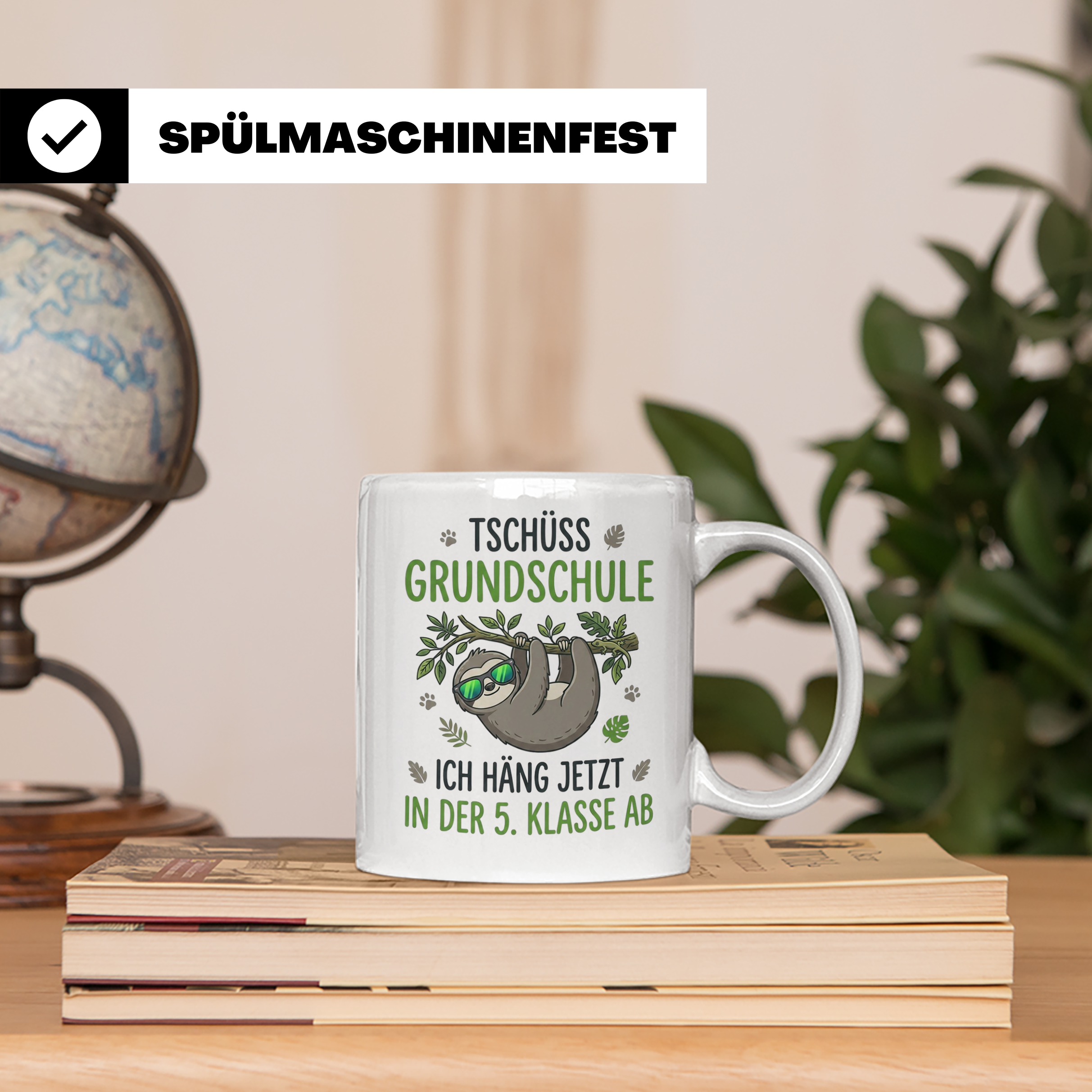 Abschied Grundschule Tasse mit Faultier Spruch | Geschenk fü – Weiß [farbe:weiß]