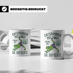 Yoga Frosch Tasse 'Die Duftkerze' lustig, Pups Spruch für Yo – Weiß [farbe:weiß]
