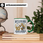 10 Jahre Dienstjubiläum Tasse Faultier Spruch für Kollegen l – Grün [farbe:grün]