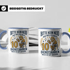 10 Jahre Dienstjubiläum Tasse Faultier Spruch für Kollegen l – Blau [farbe:blau]