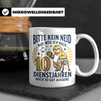 10 Jahre Dienstjubiläum Tasse Faultier Spruch für Kollegen l – Weiß [farbe:weiß]