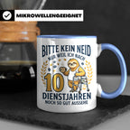 10 Jahre Dienstjubiläum Tasse Faultier Spruch für Kollegen l – Blau [farbe:blau]