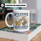 10 Jahre Dienstjubiläum Tasse Faultier Spruch für Kollegen l – Weiß [farbe:weiß]