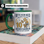 10 Jahre Dienstjubiläum Tasse Faultier Spruch für Kollegen l – Grün [farbe:grün]