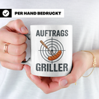 Auftragsgriller Tasse mit Spruch, Geschenk für Grillmeister  – Weiß [farbe:weiß]