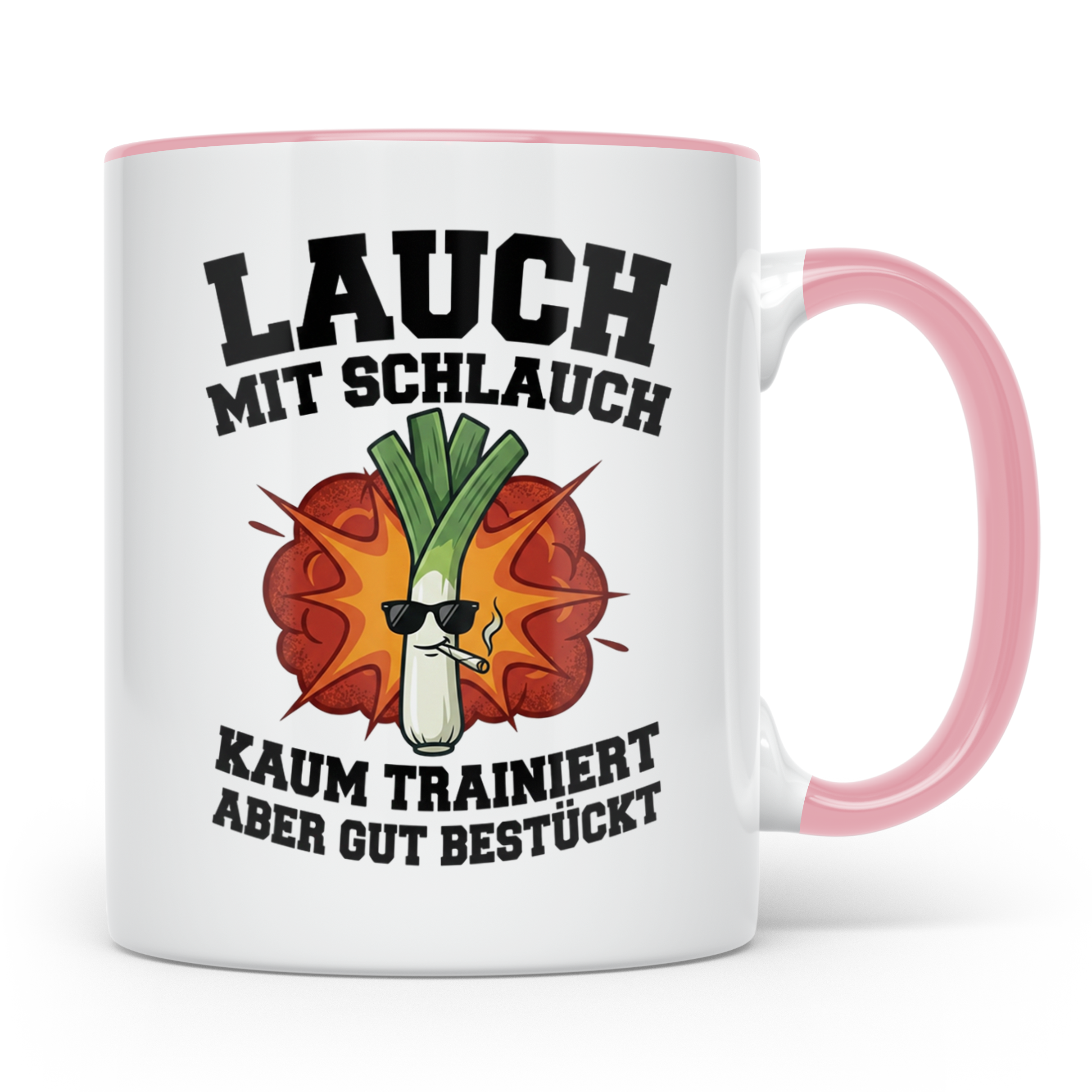 Lauch mit Schlauch Tasse lustiger Spruch für Fitness Gym kau – Rosa [farbe:rosa]