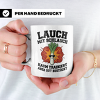 Lauch mit Schlauch Tasse lustiger Spruch für Fitness Gym kau – Weiß [farbe:weiß]