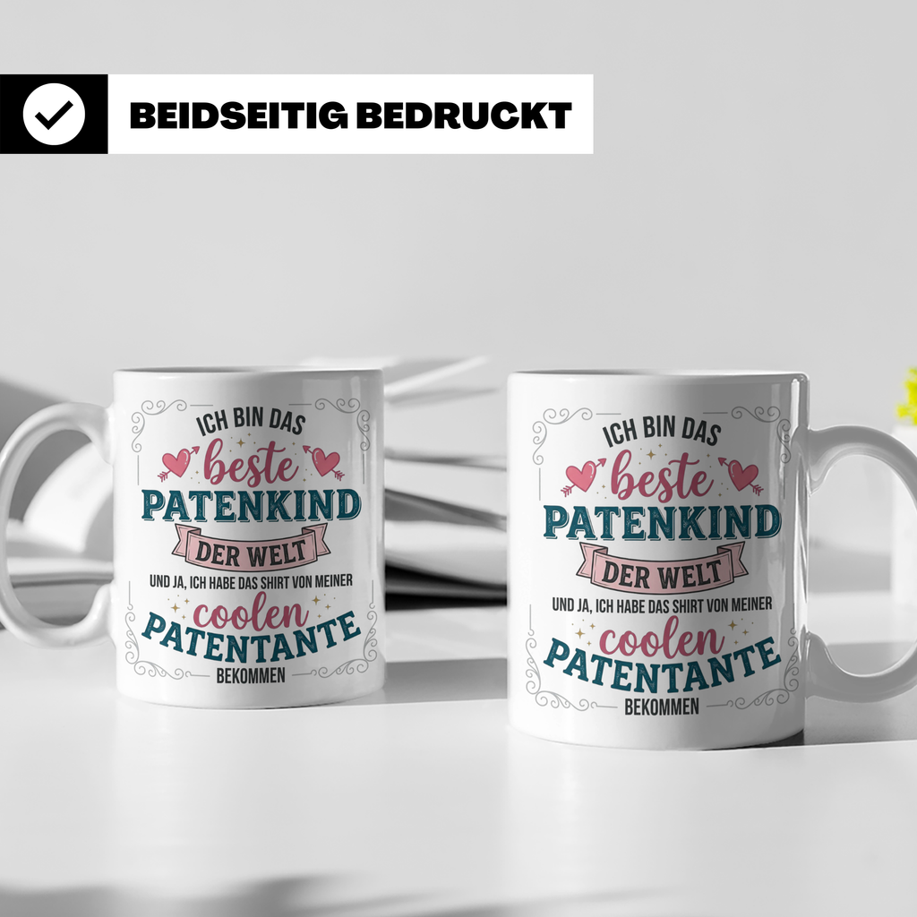 Patenkind Tasse von cooler Patentante, Bestes Patenkind der  – Weiß [farbe:weiß]