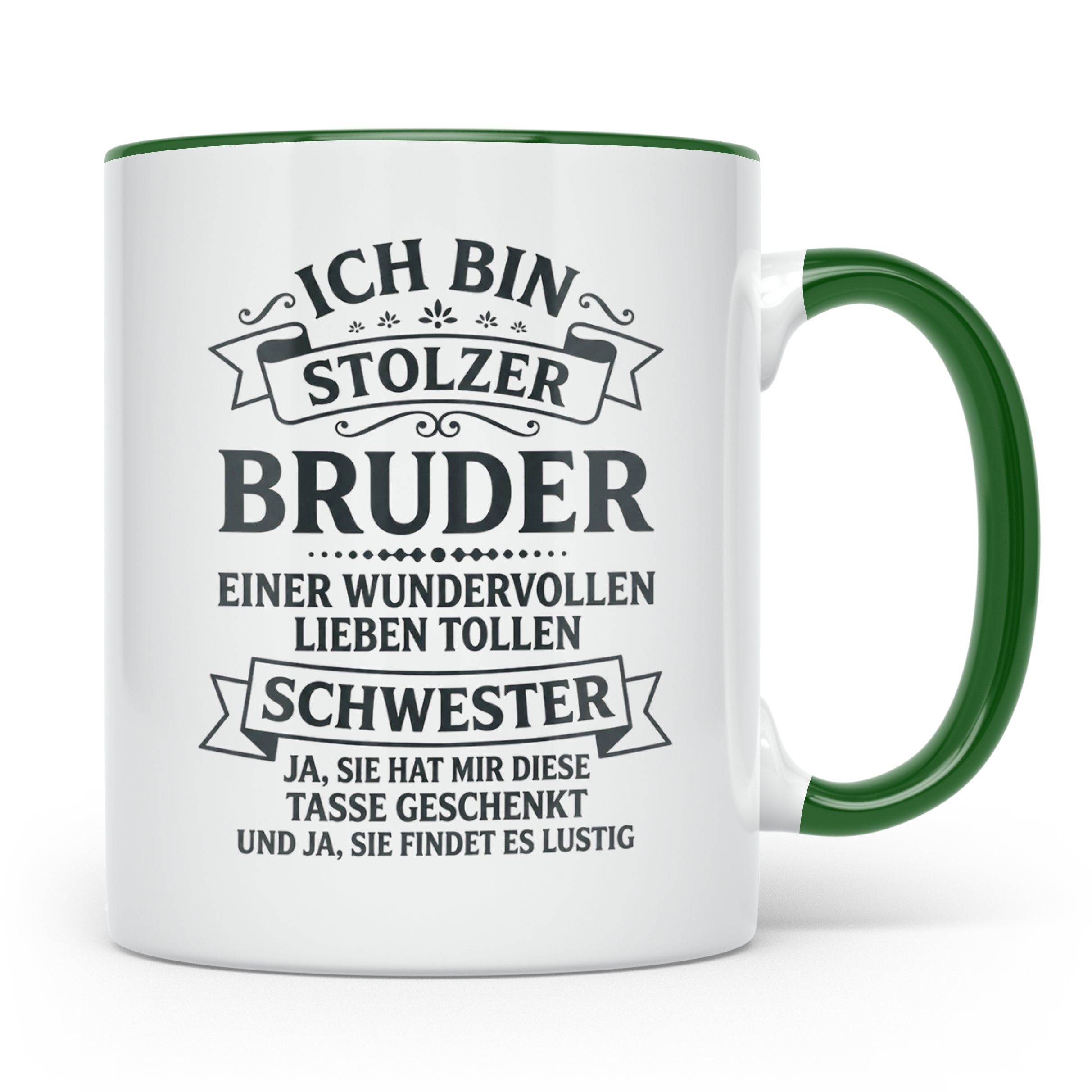 Stolzer Bruder Tasse Geschenk von Schwester mit lustigem Spr – Grün [farbe:grün]