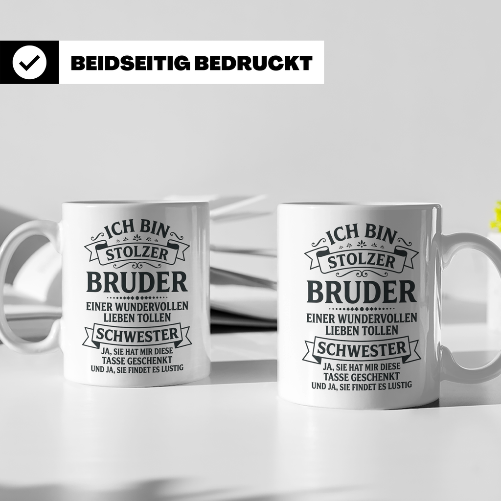 Stolzer Bruder Tasse Geschenk von Schwester mit lustigem Spr – Weiß [farbe:weiß]