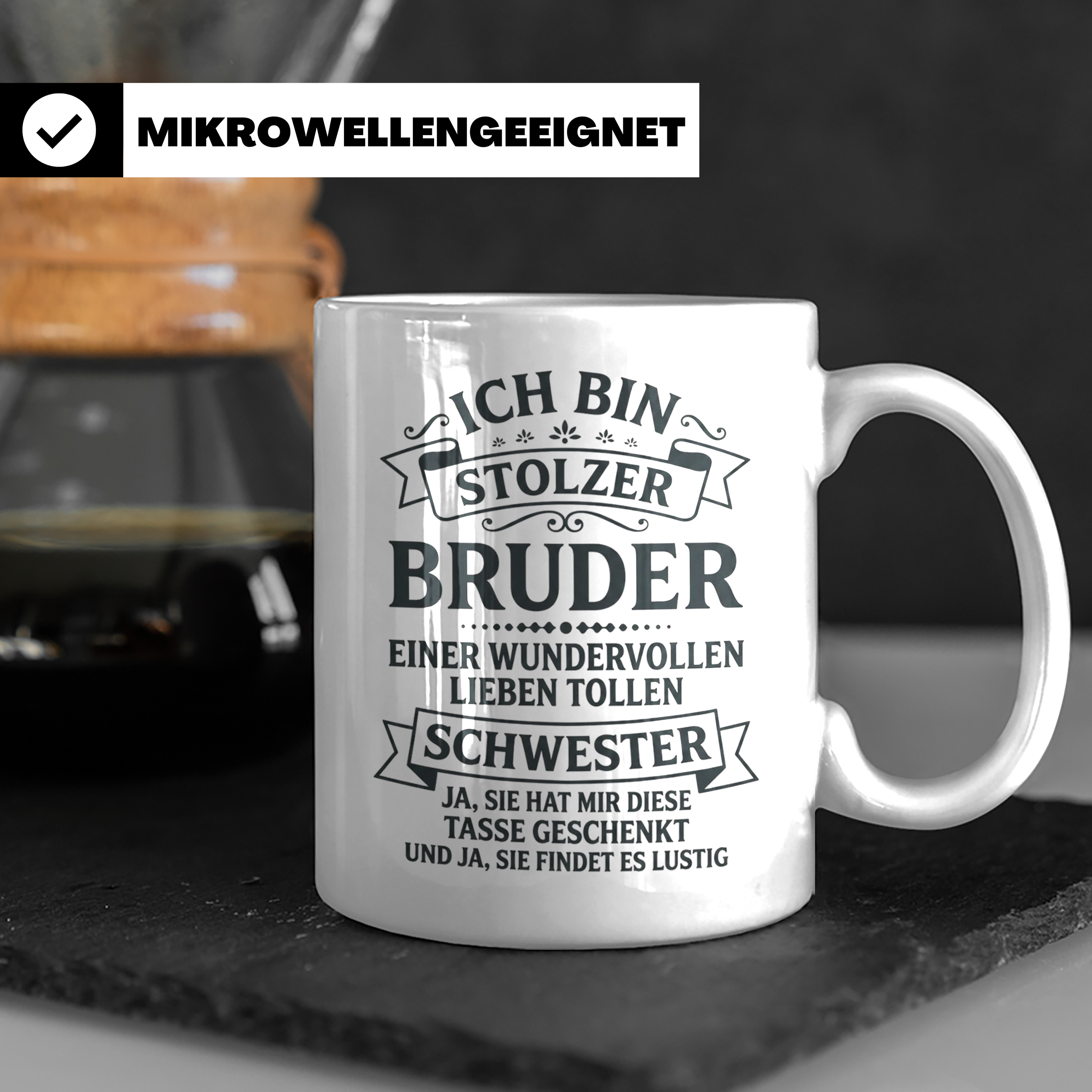 Stolzer Bruder Tasse Geschenk von Schwester mit lustigem Spr – Weiß [farbe:weiß]