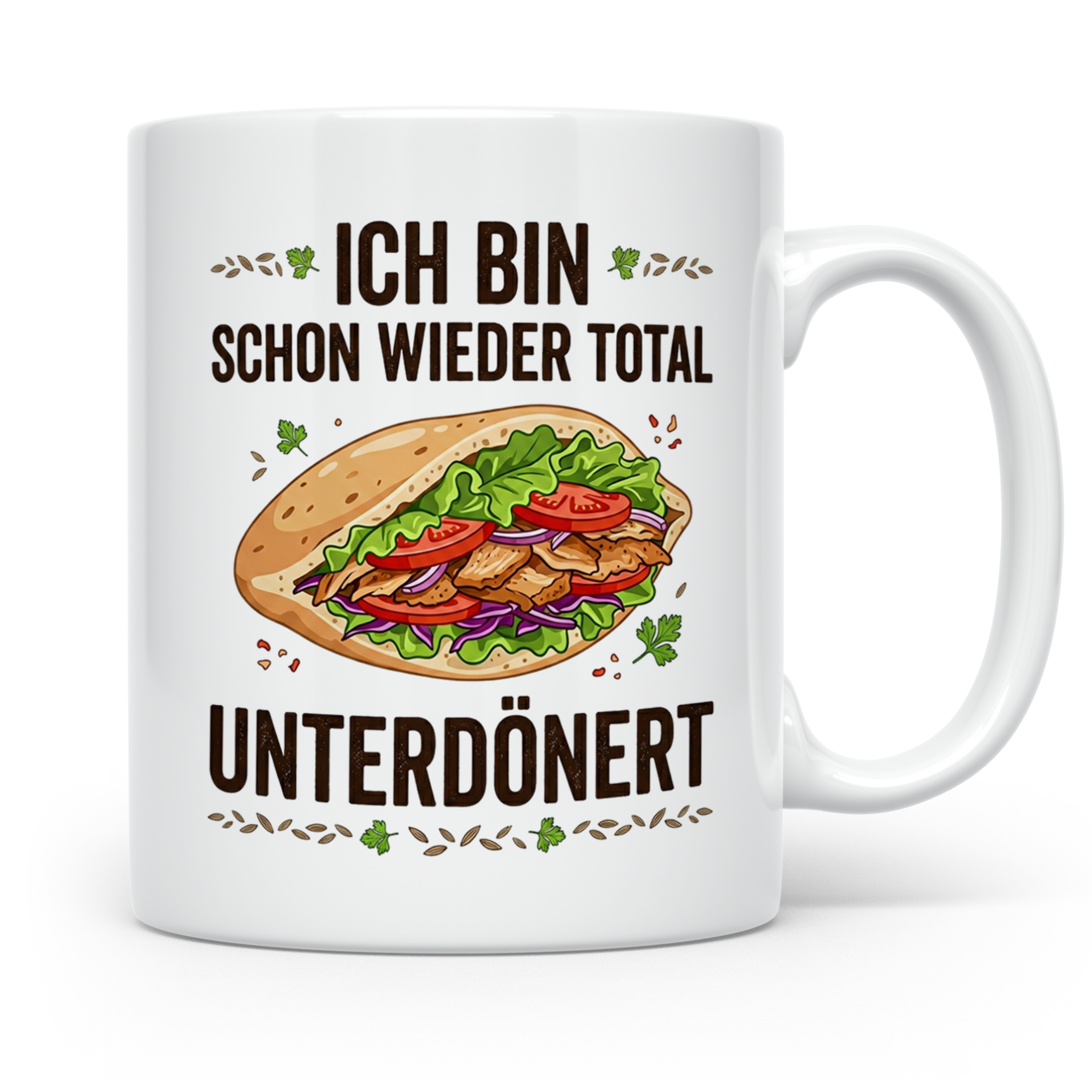 Döner Tasse Unterdönert lustiger Spruch Kebab | Geschenk für – Weiß [farbe:weiß]